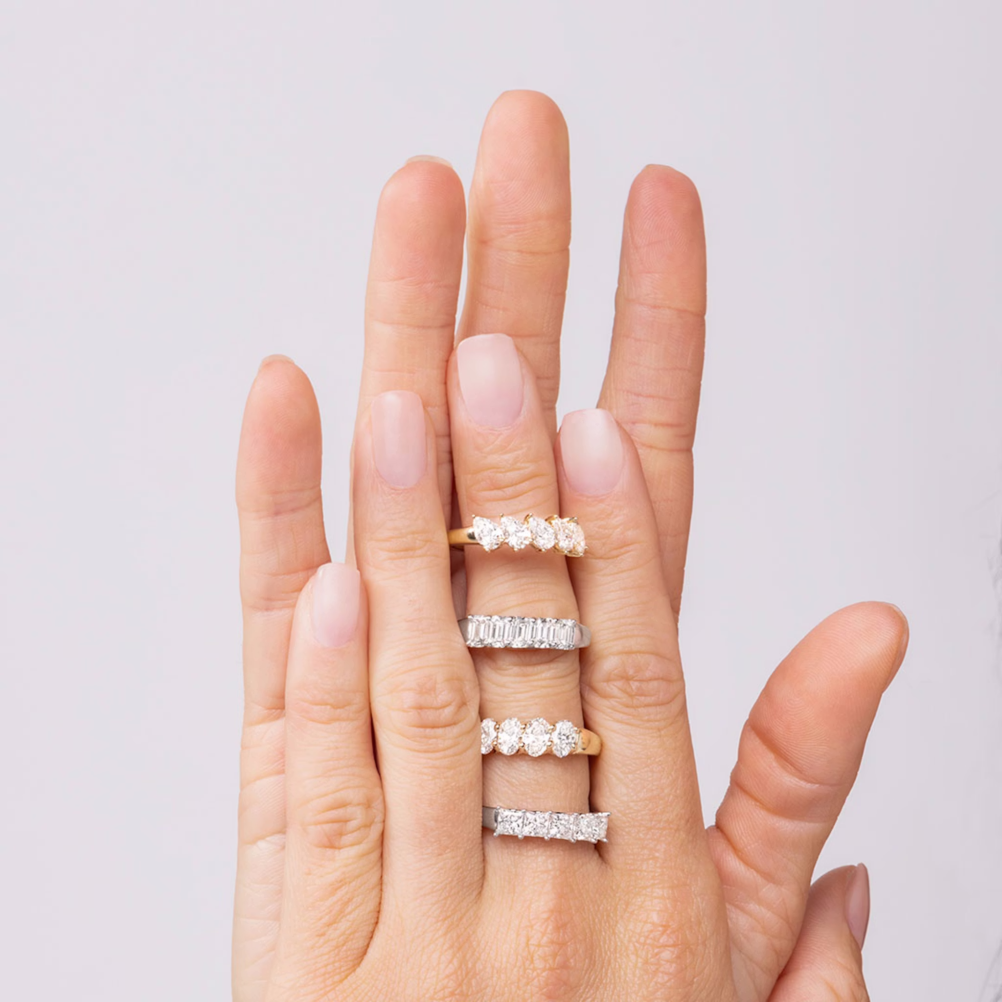 The Five Stone Band | Princess | 18k | White Gold | bandVersion: large