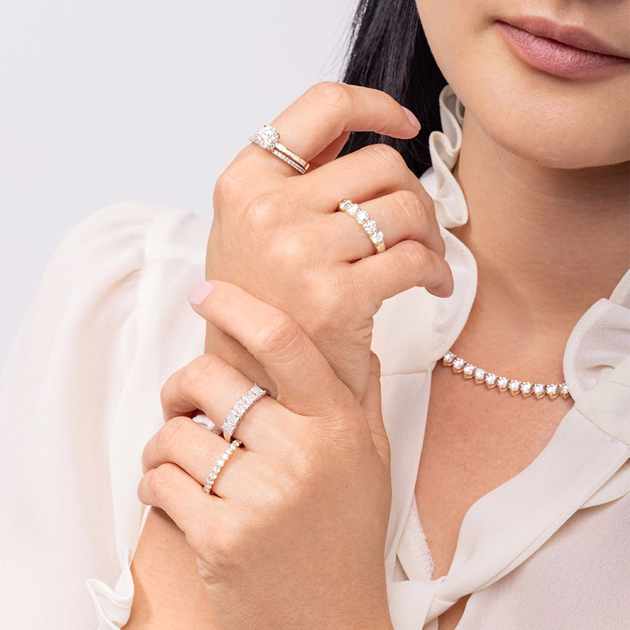 The Five Stone Band | Princess | 18k | Yellow Gold | bandVersion: large