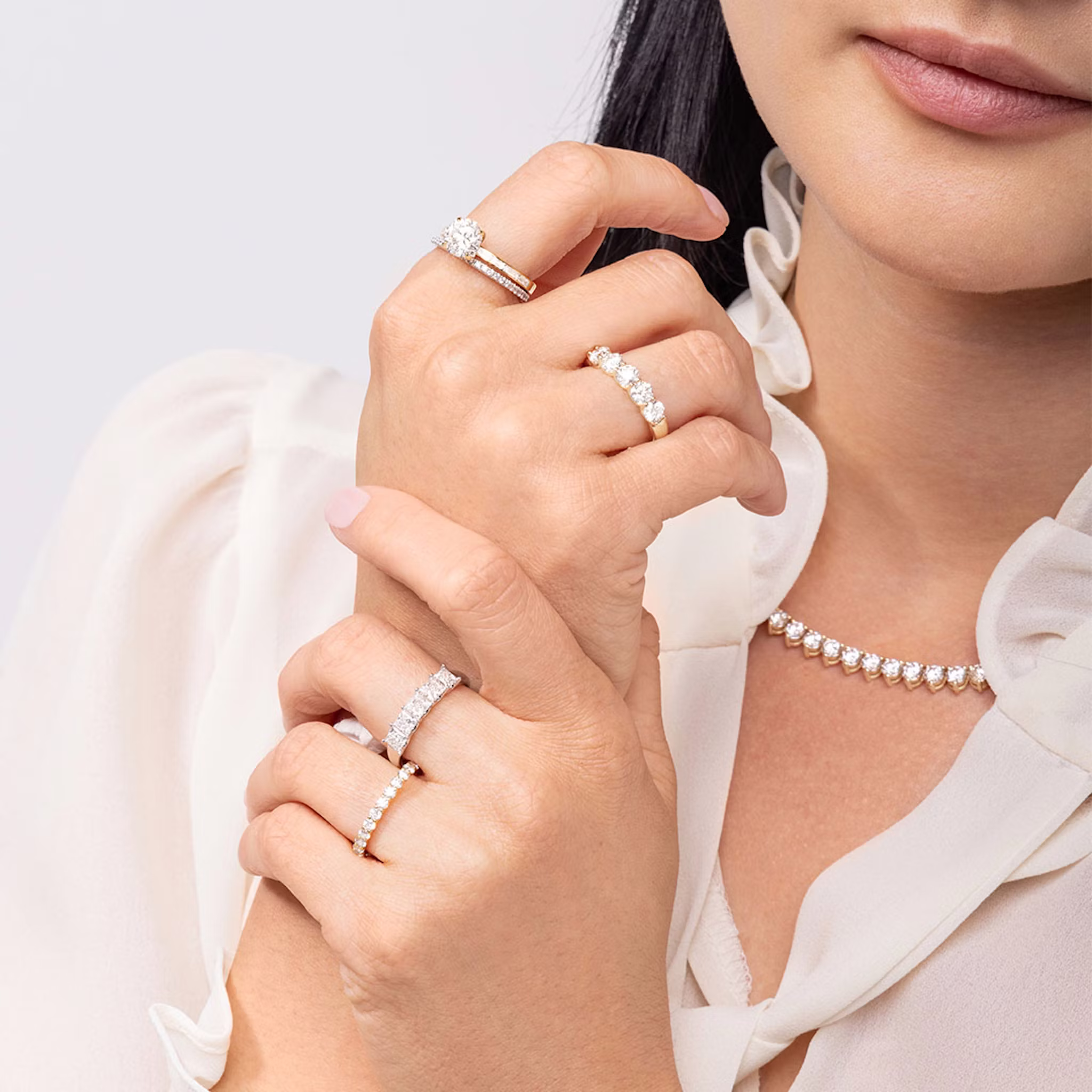 The Five Stone Band | Princess | 18k | Yellow Gold | bandVersion: large