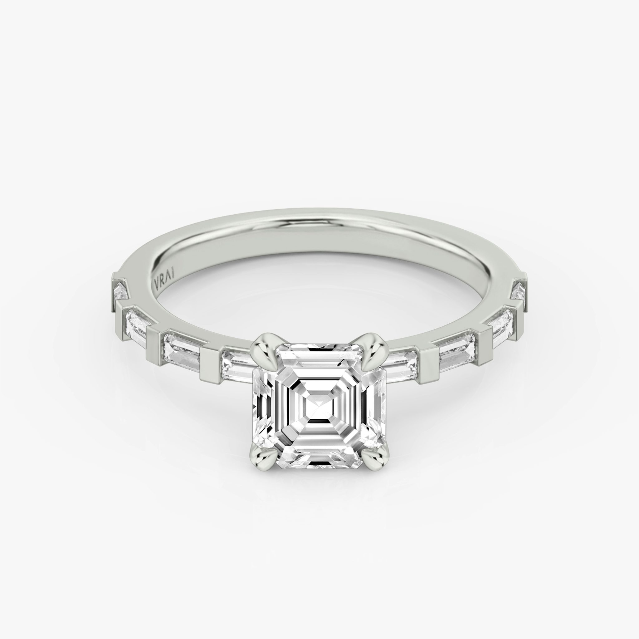 The Baguette Bar | Asscher | Platinum | bandAccent: Pavé | diamondOrientation: vertical | caratWeight: other