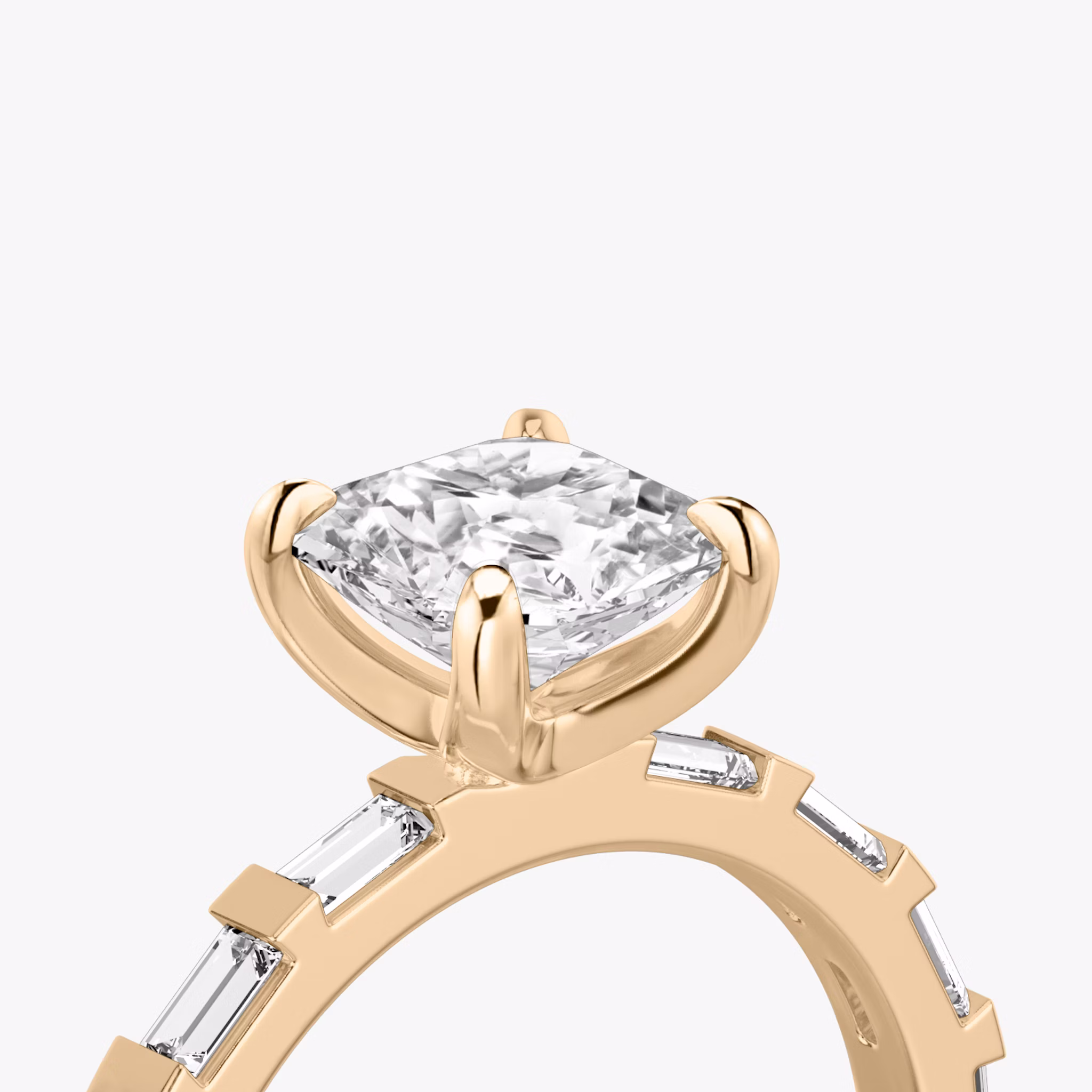 The Baguette Bar | Asscher | 14k | Rose Gold | bandAccent: Pavé | diamondOrientation: vertical | caratWeight: other