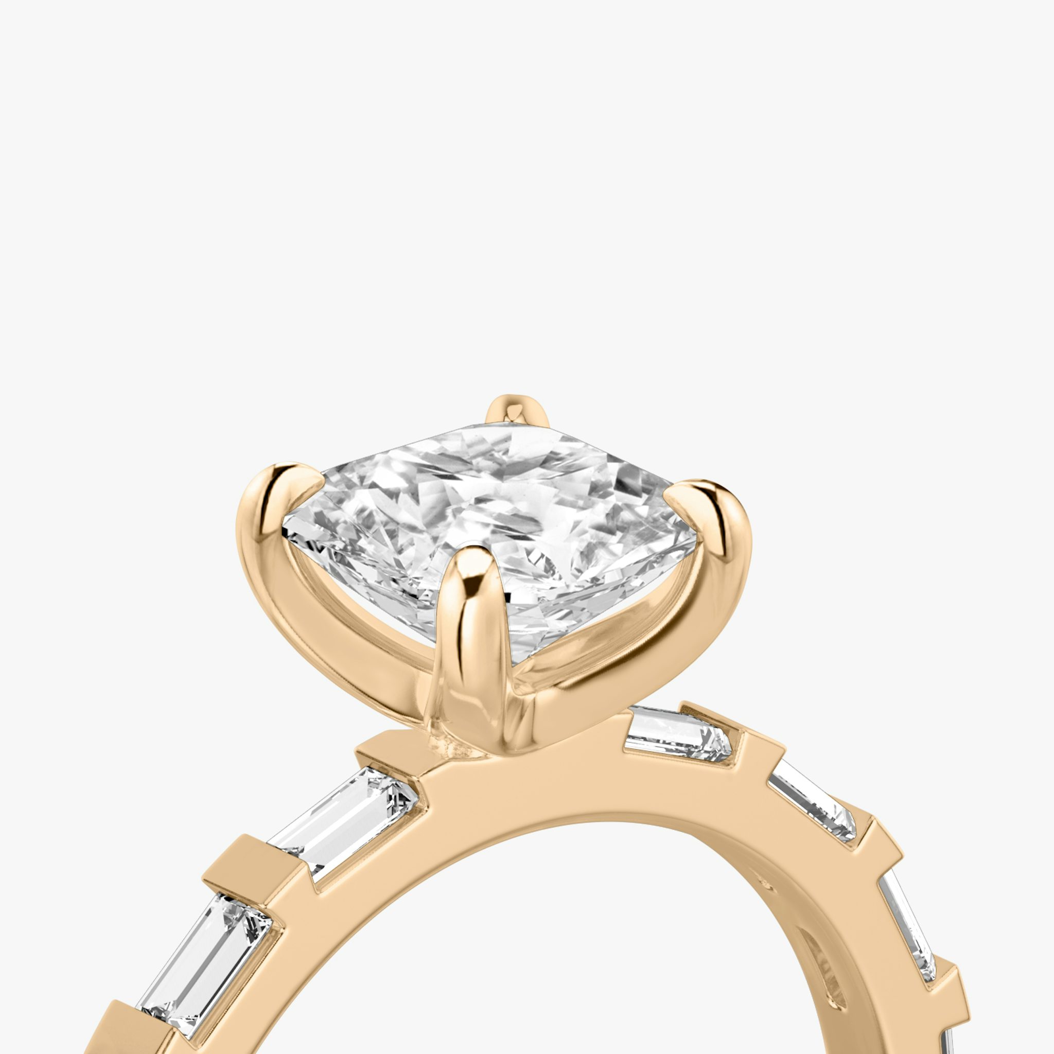 The Baguette Bar | Asscher | 14k | Rose Gold | bandAccent: Pavé | diamondOrientation: vertical | caratWeight: other