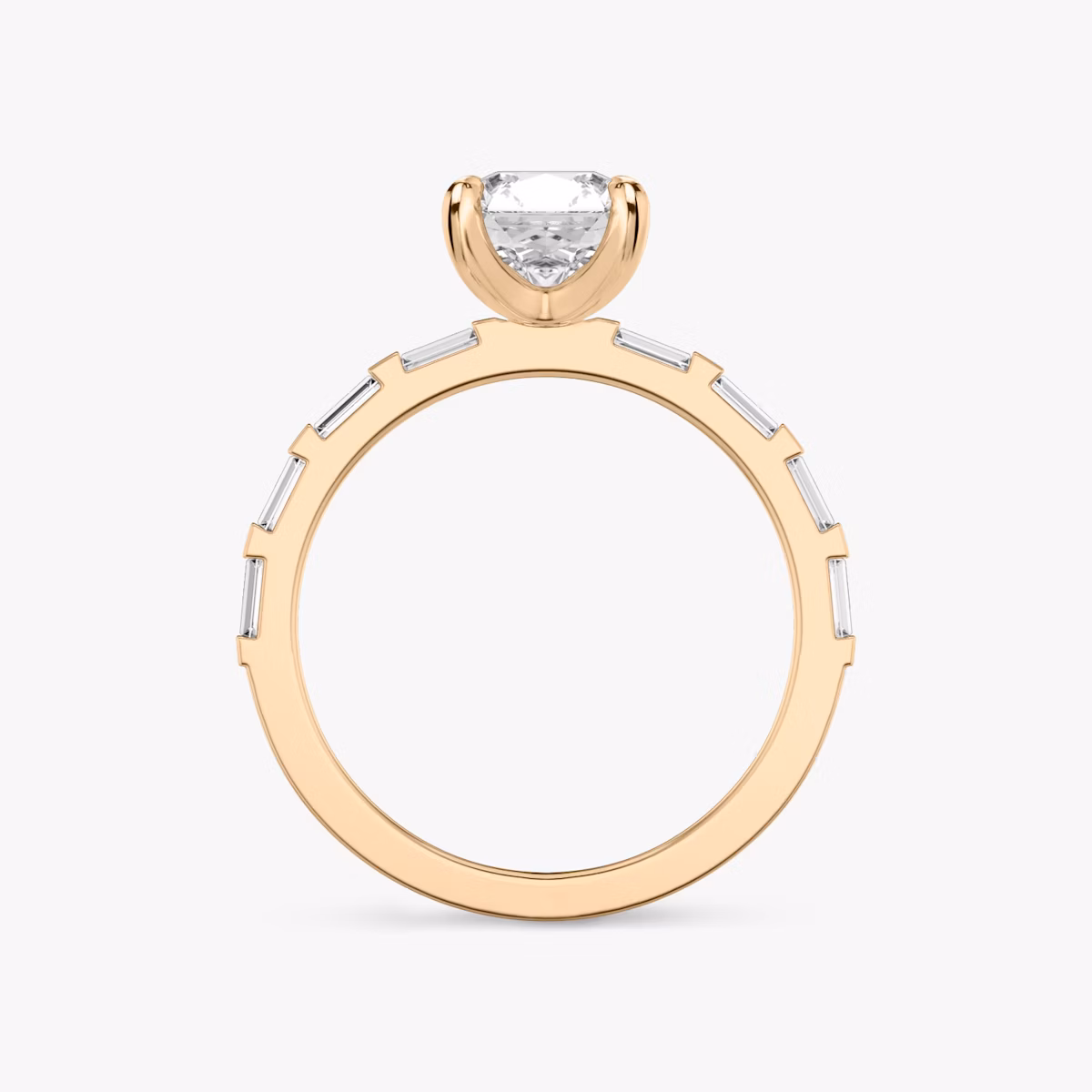 The Baguette Bar | Asscher | 14k | Rose Gold | bandAccent: Pavé | diamondOrientation: vertical | caratWeight: other