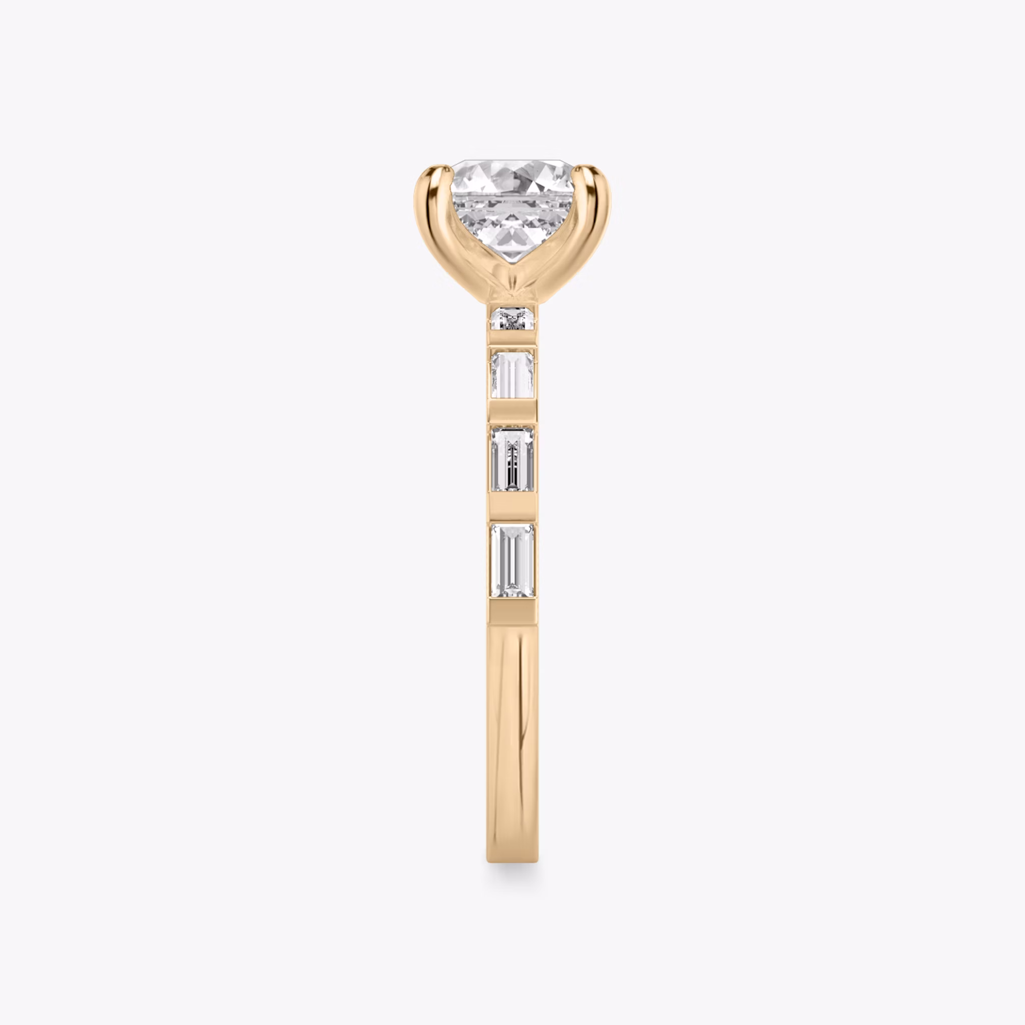 The Baguette Bar | Asscher | 14k | Rose Gold | bandAccent: Pavé | diamondOrientation: vertical | caratWeight: other