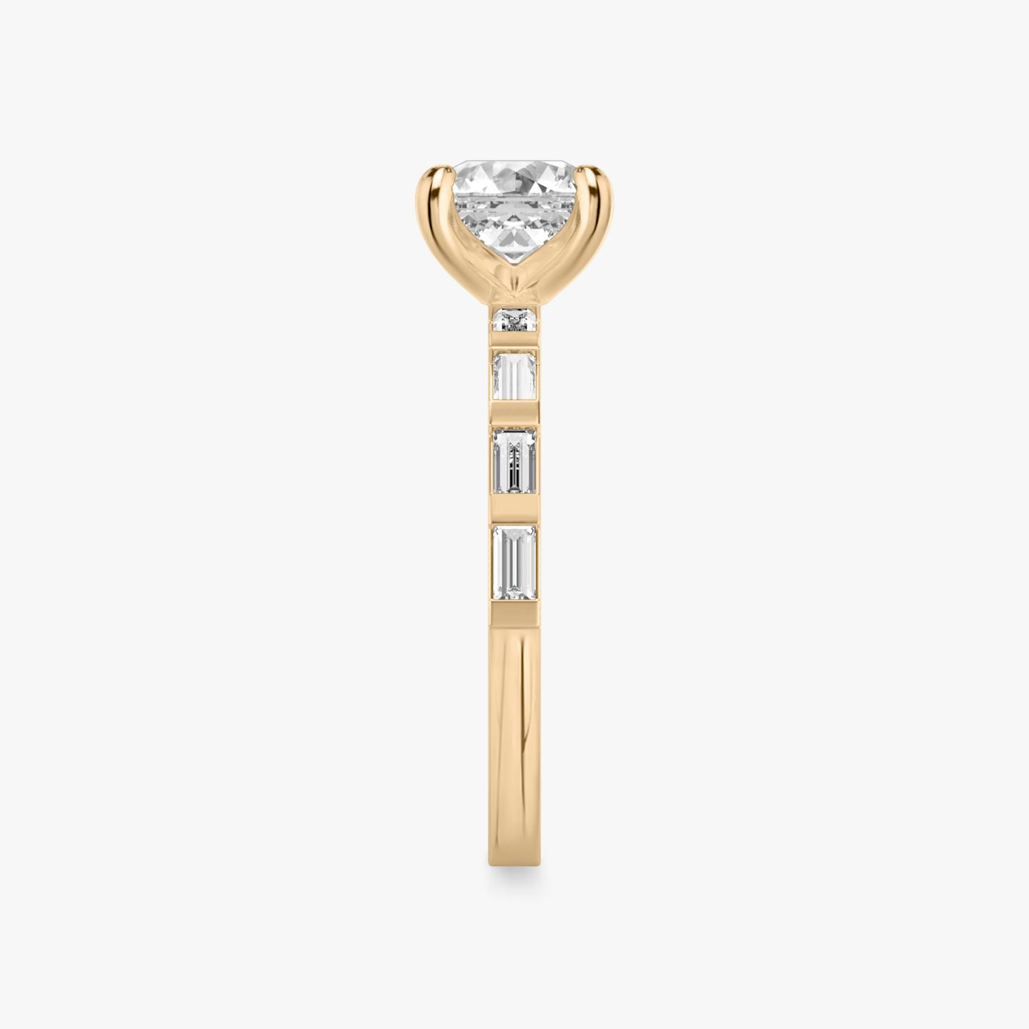 The Baguette Bar | Asscher | 14k | Rose Gold | bandAccent: Pavé | diamondOrientation: vertical | caratWeight: other
