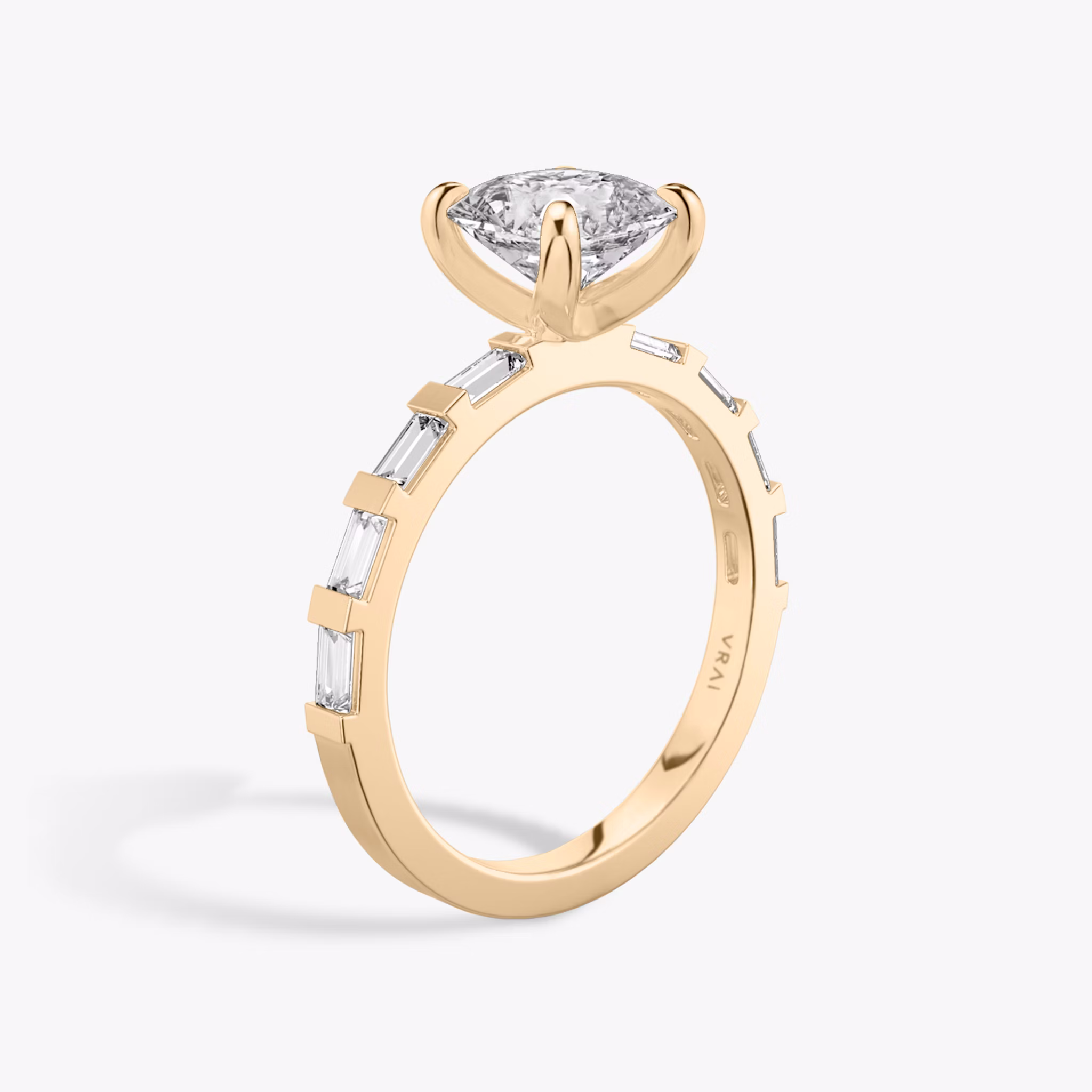 The Baguette Bar | Asscher | 14k | Rose Gold | bandAccent: Pavé | diamondOrientation: vertical | caratWeight: other