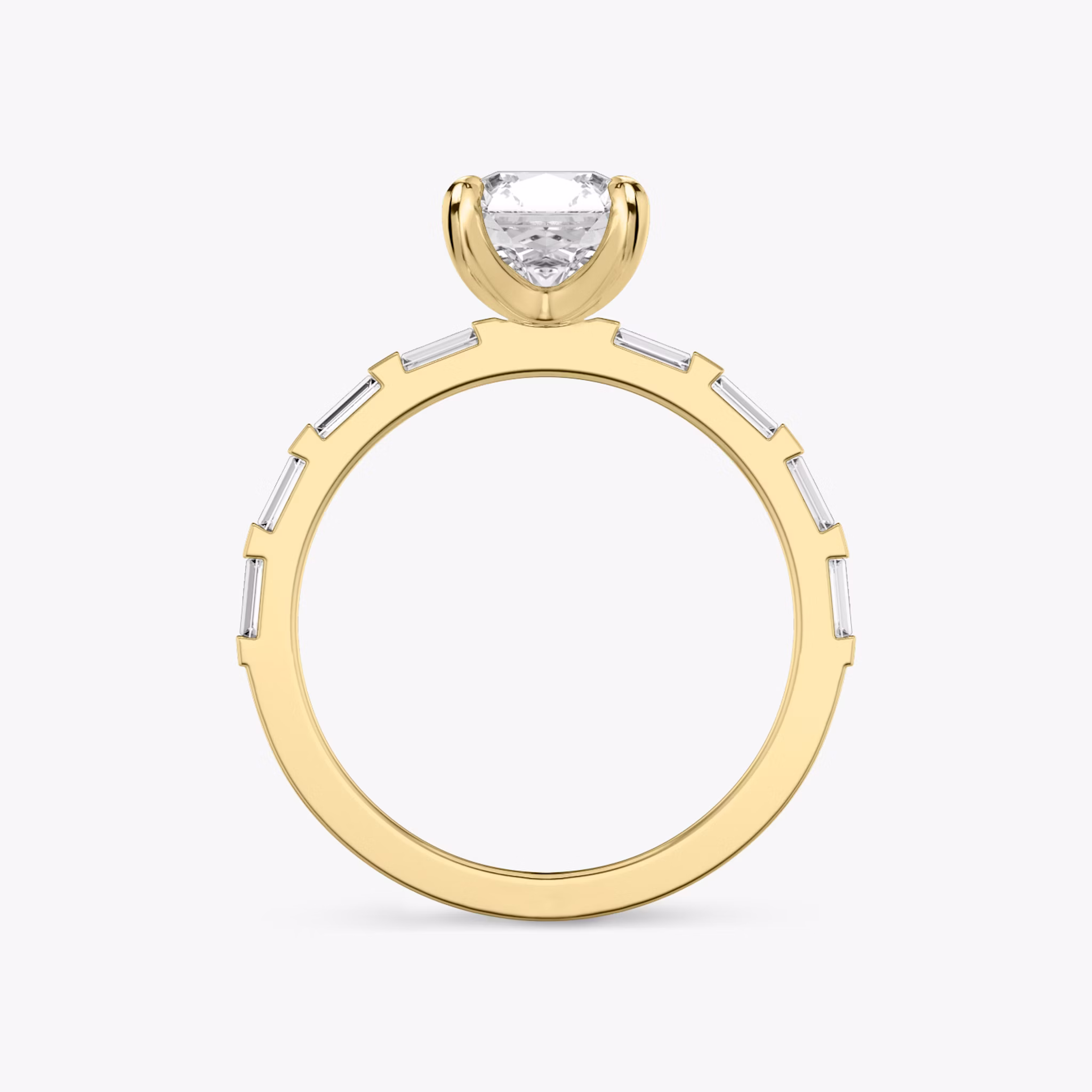 The Baguette Bar | Asscher | 18k | Yellow Gold | bandAccent: Pavé | diamondOrientation: vertical | caratWeight: other