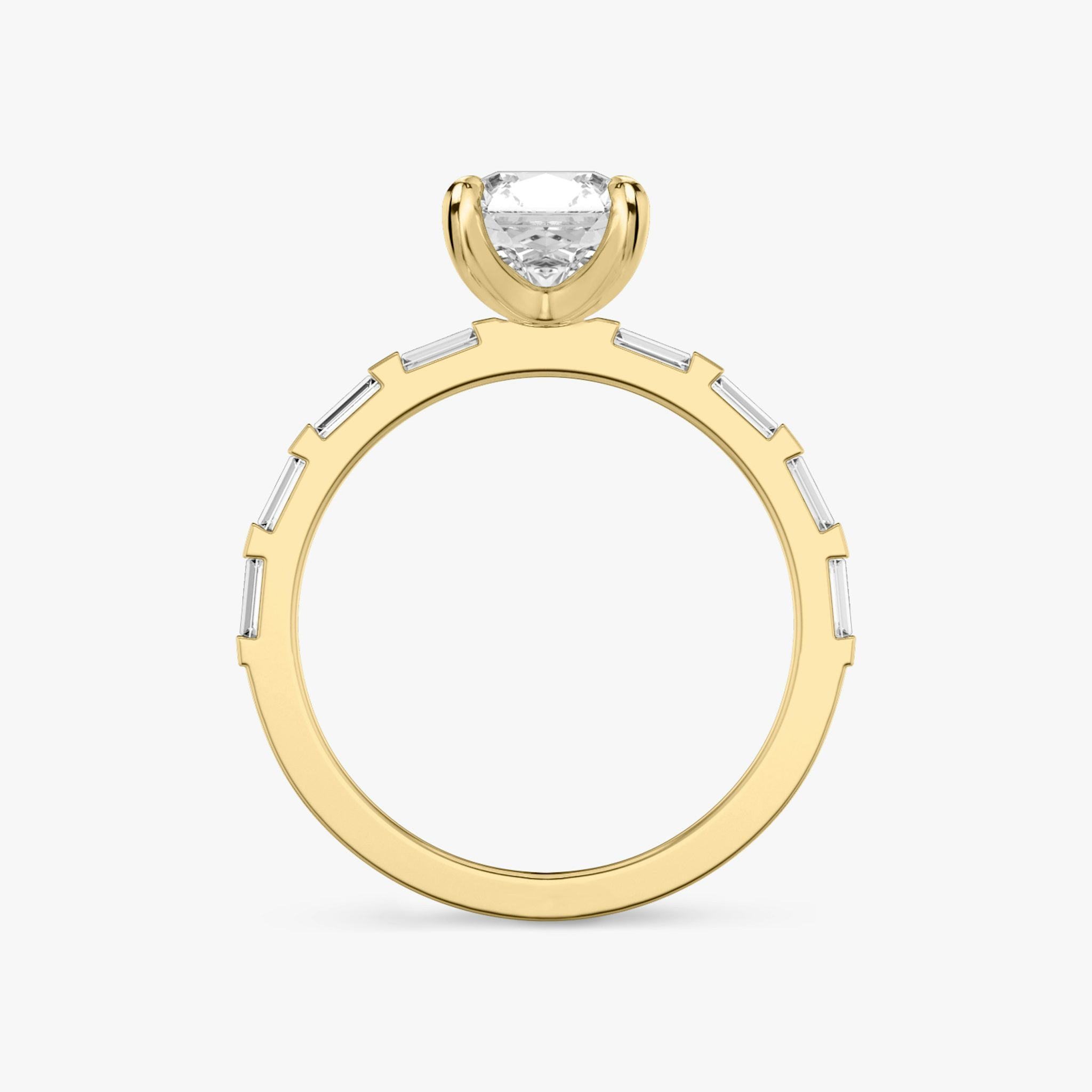 The Baguette Bar | Asscher | 18k | Yellow Gold | bandAccent: Pavé | diamondOrientation: vertical | caratWeight: other