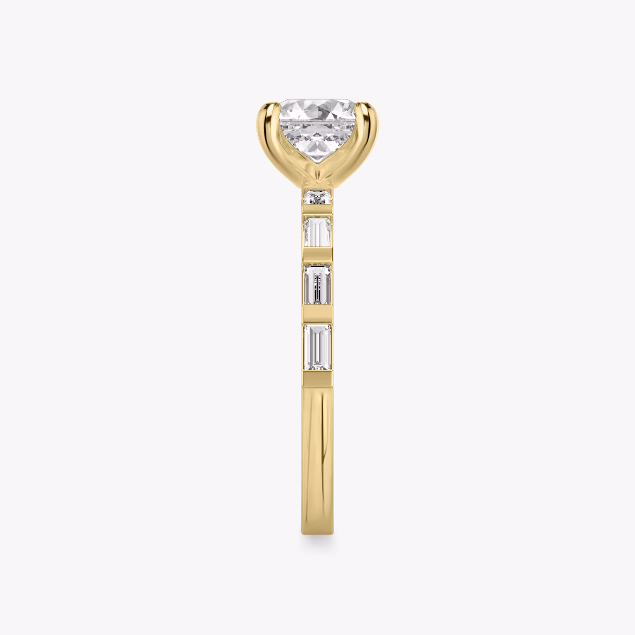 The Baguette Bar | Asscher | 18k | Yellow Gold | bandAccent: Pavé | diamondOrientation: vertical | caratWeight: other