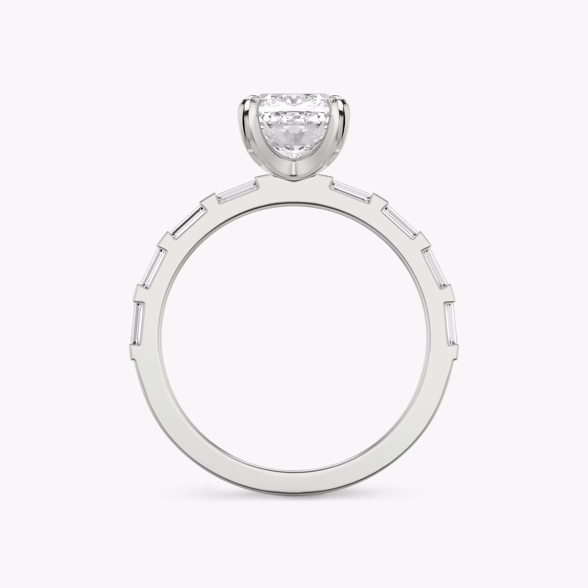 The Baguette Bar | Cushion | 18k | White Gold | bandAccent: Pavé | diamondOrientation: vertical | caratWeight: other