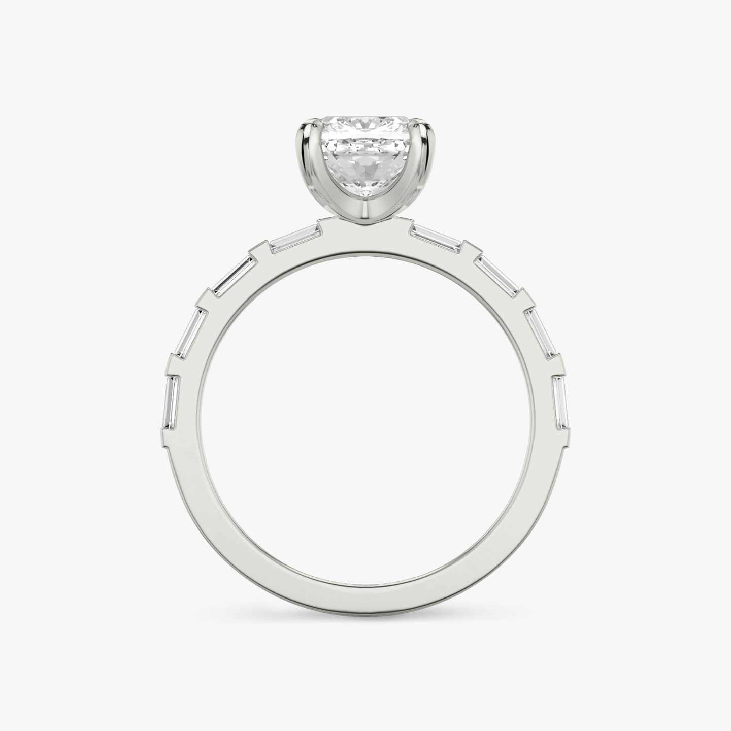 The Baguette Bar | Cushion | 18k | White Gold | bandAccent: Pavé | diamondOrientation: vertical | caratWeight: other