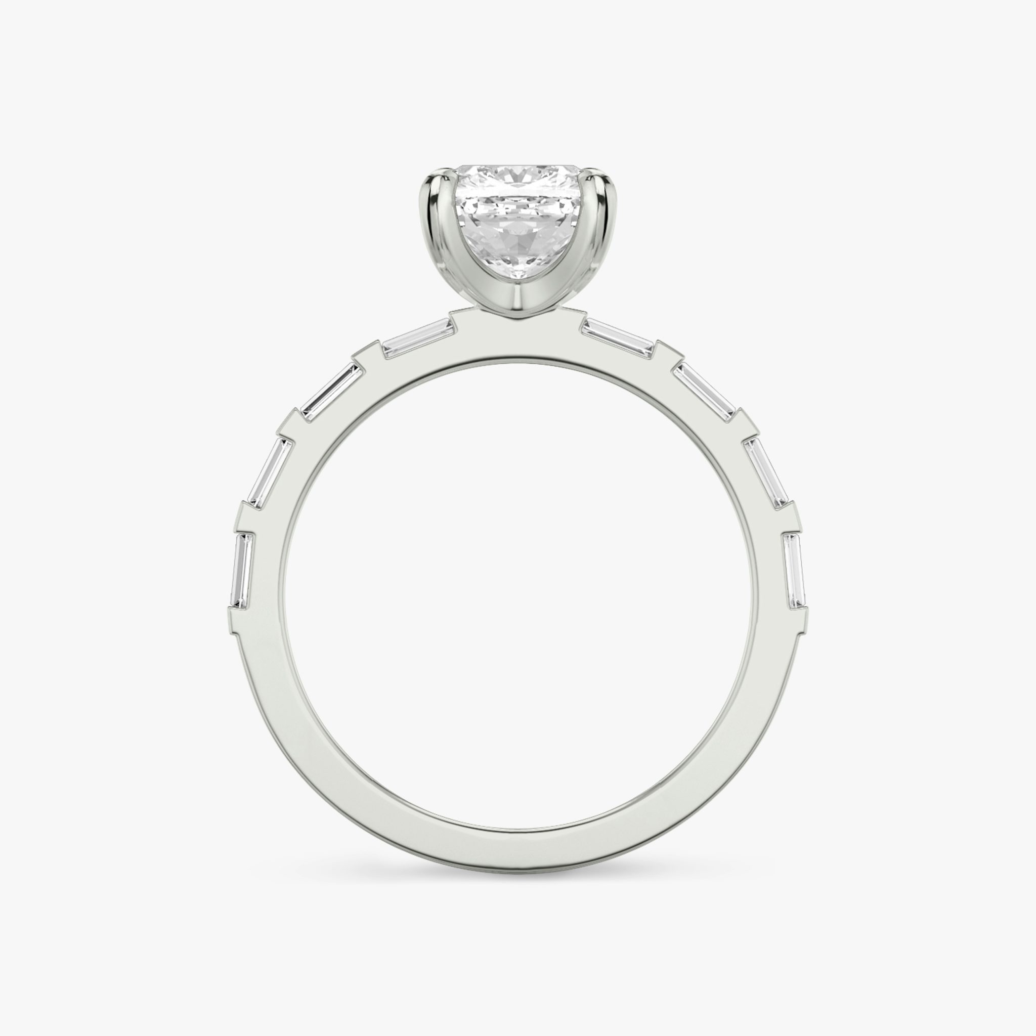 The Baguette Bar | Cushion | 18k | White Gold | bandAccent: Pavé | diamondOrientation: vertical | caratWeight: other