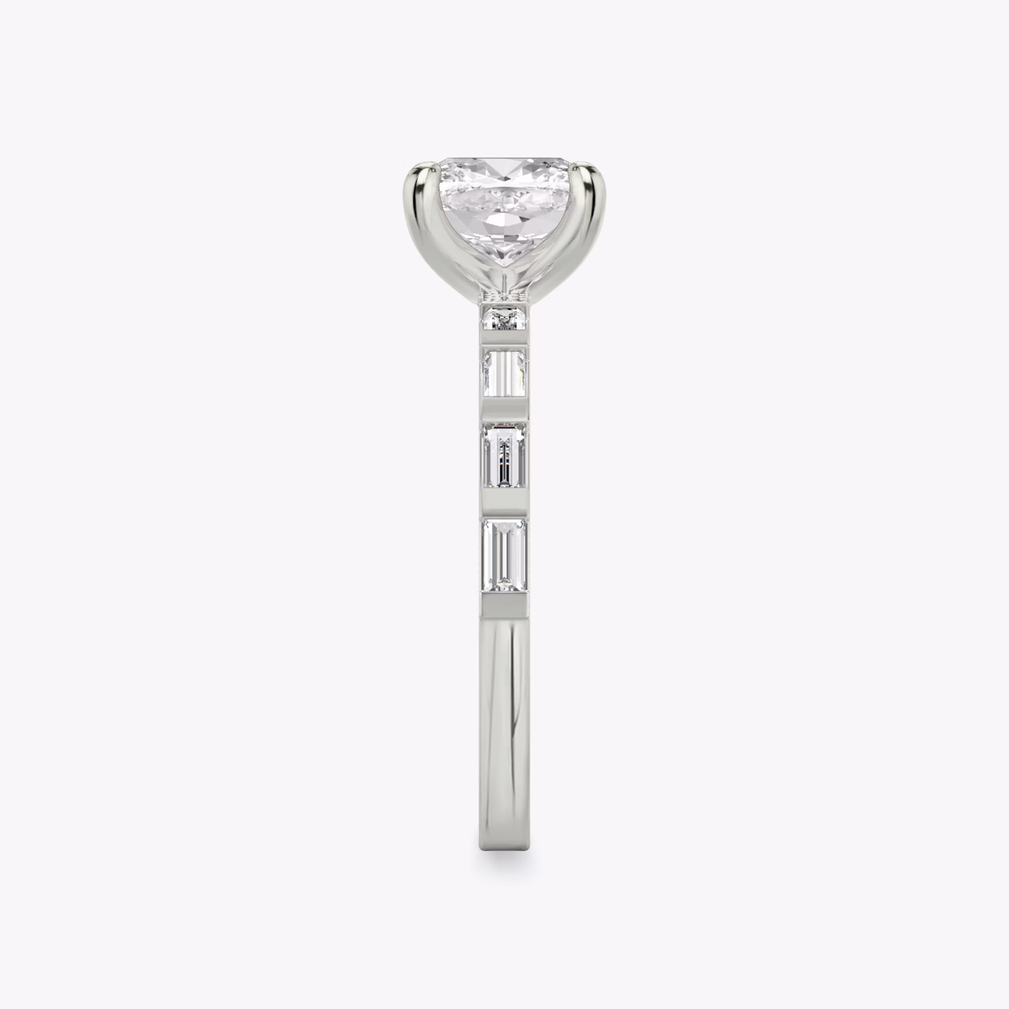 The Baguette Bar | Cushion | 18k | White Gold | bandAccent: Pavé | diamondOrientation: vertical | caratWeight: other