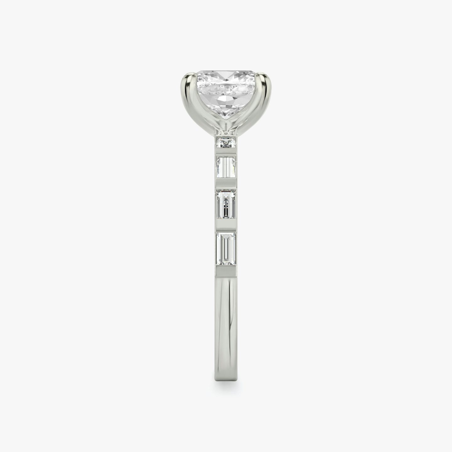 The Baguette Bar | Cushion | 18k | White Gold | bandAccent: Pavé | diamondOrientation: vertical | caratWeight: other