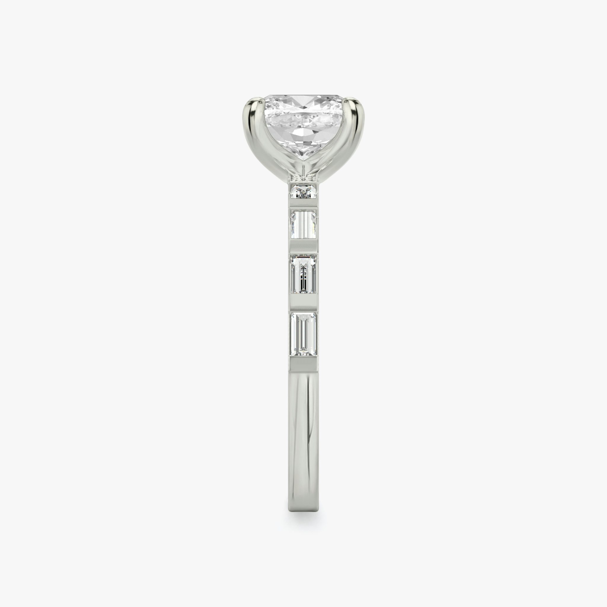 The Baguette Bar | Cushion | 18k | White Gold | bandAccent: Pavé | diamondOrientation: vertical | caratWeight: other