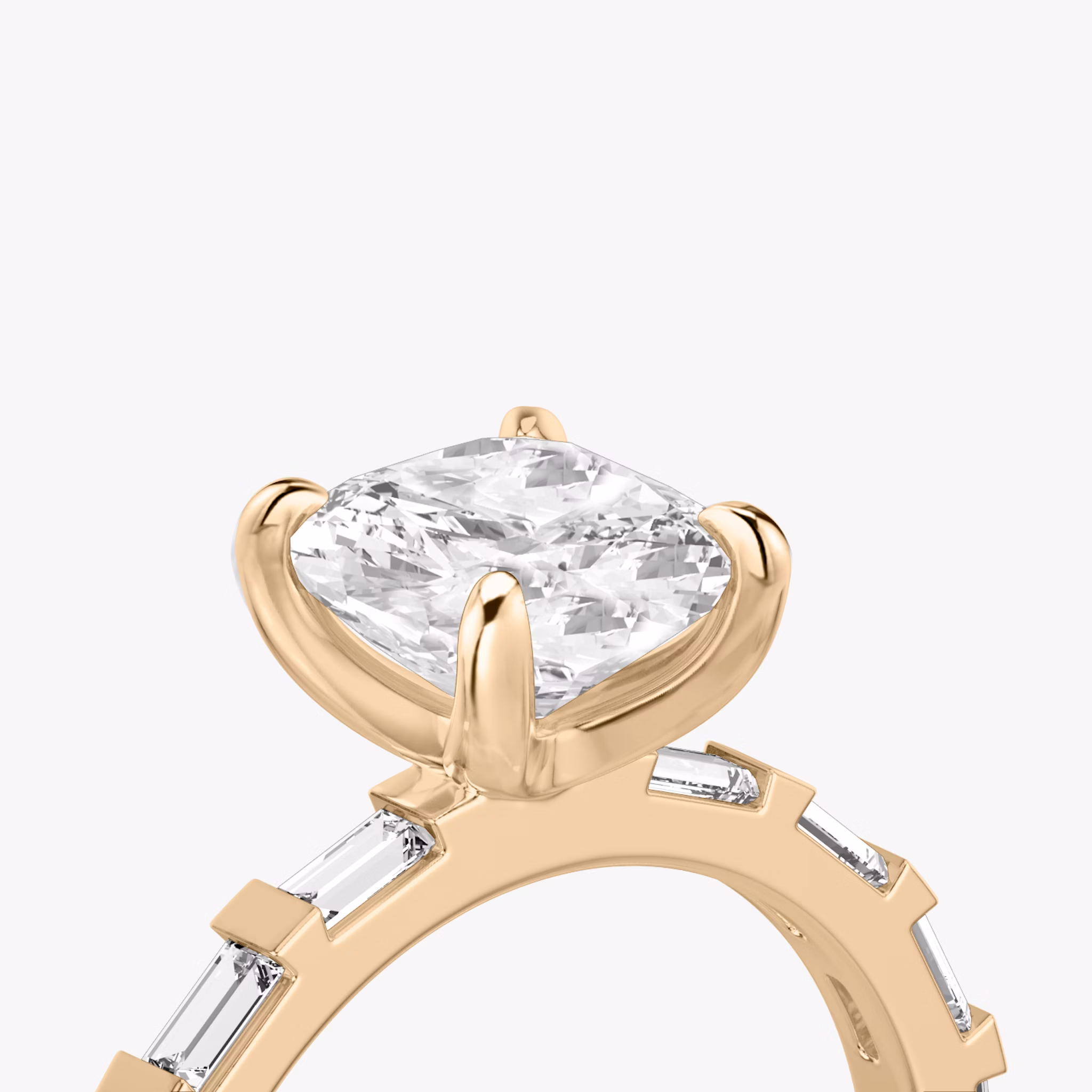 The Baguette Bar | Cushion | 14k | Rose Gold | bandAccent: Pavé | diamondOrientation: vertical | caratWeight: other