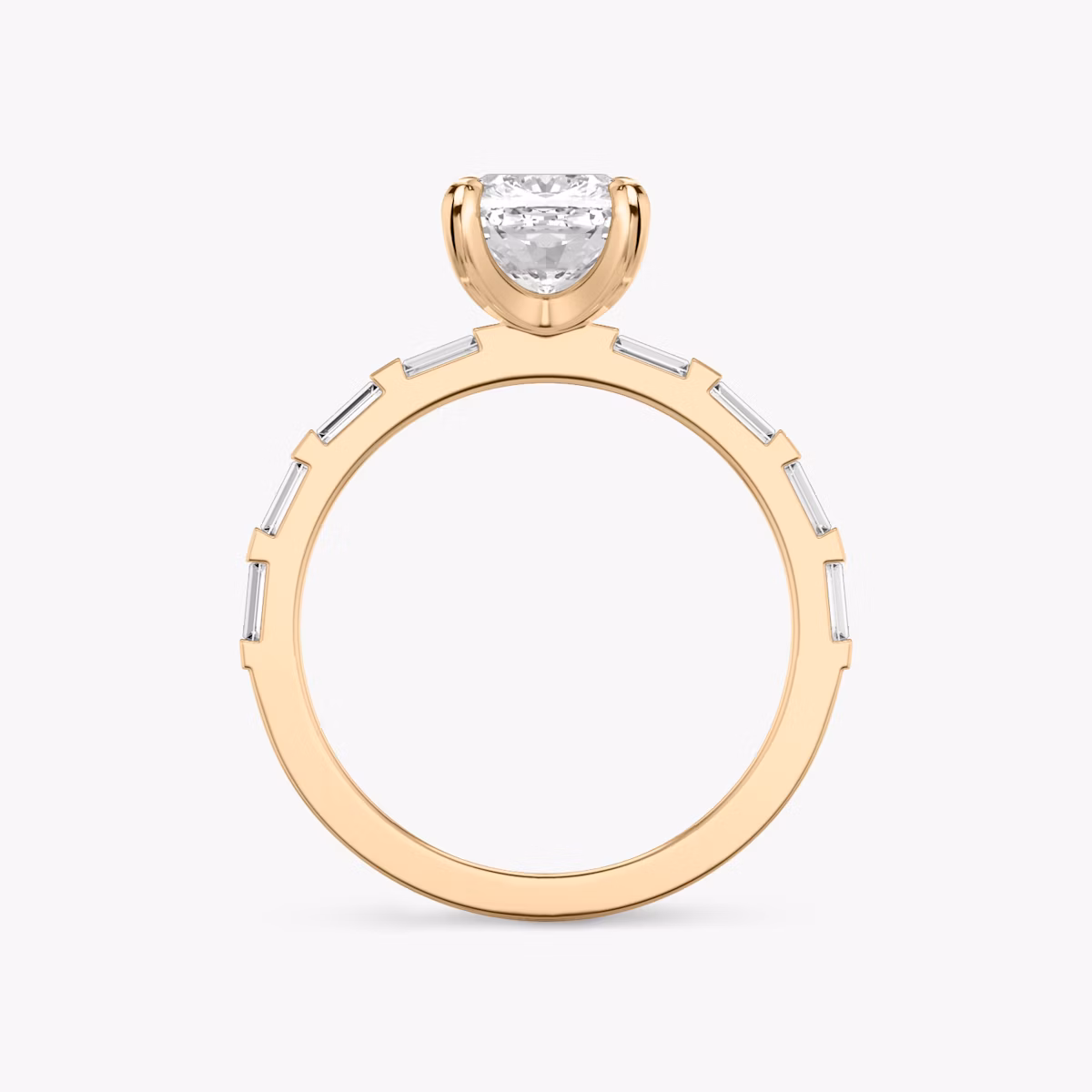 The Baguette Bar | Cushion | 14k | Rose Gold | bandAccent: Pavé | diamondOrientation: vertical | caratWeight: other
