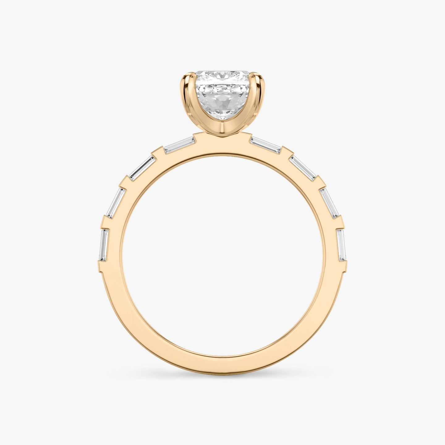 The Baguette Bar | Cushion | 14k | Rose Gold | bandAccent: Pavé | diamondOrientation: vertical | caratWeight: other