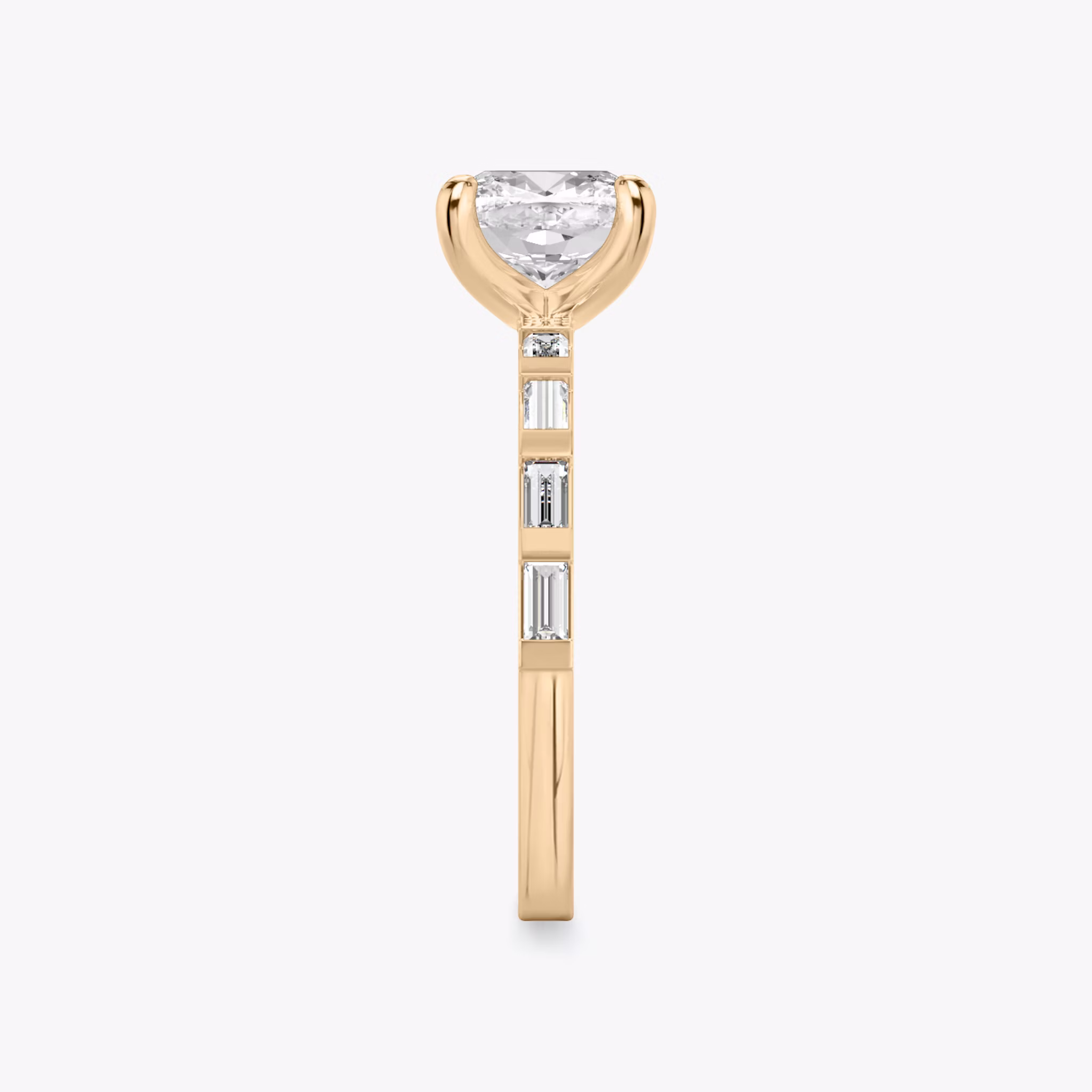 The Baguette Bar | Cushion | 14k | Rose Gold | bandAccent: Pavé | diamondOrientation: vertical | caratWeight: other