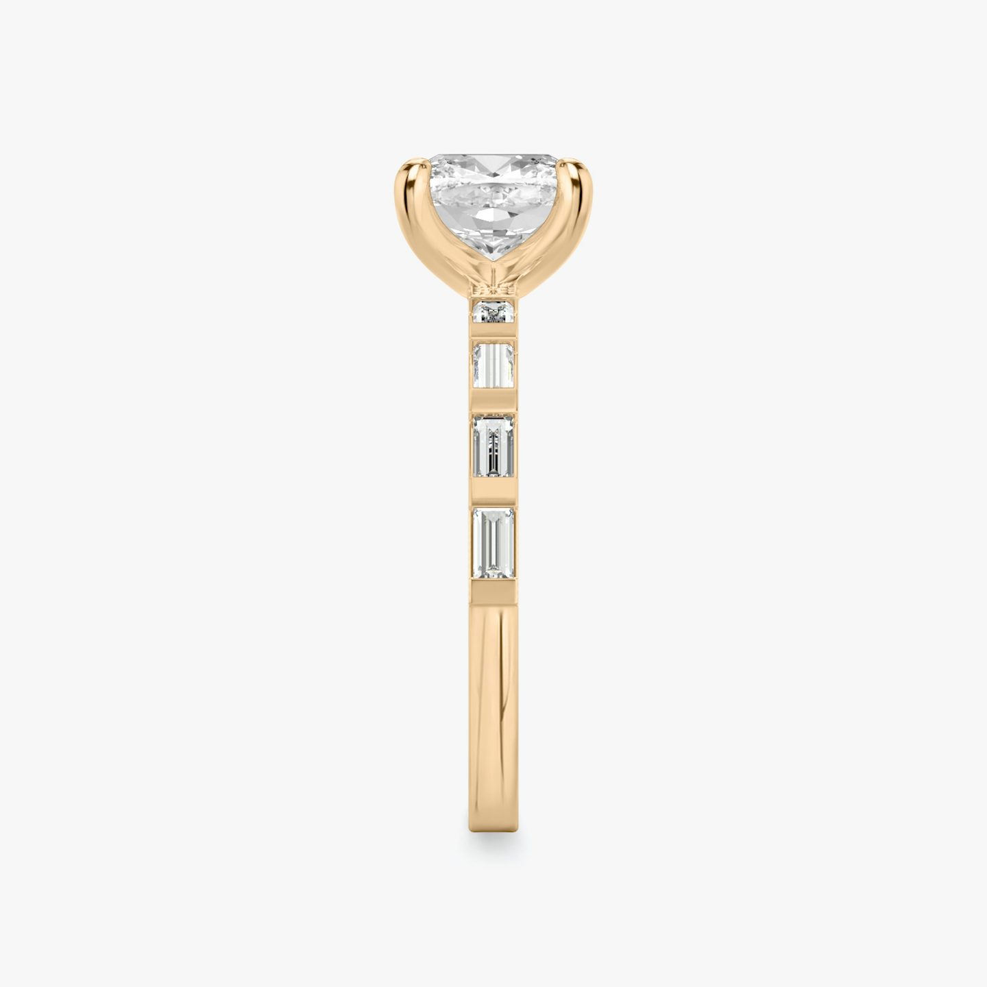 The Baguette Bar | Cushion | 14k | Rose Gold | bandAccent: Pavé | diamondOrientation: vertical | caratWeight: other