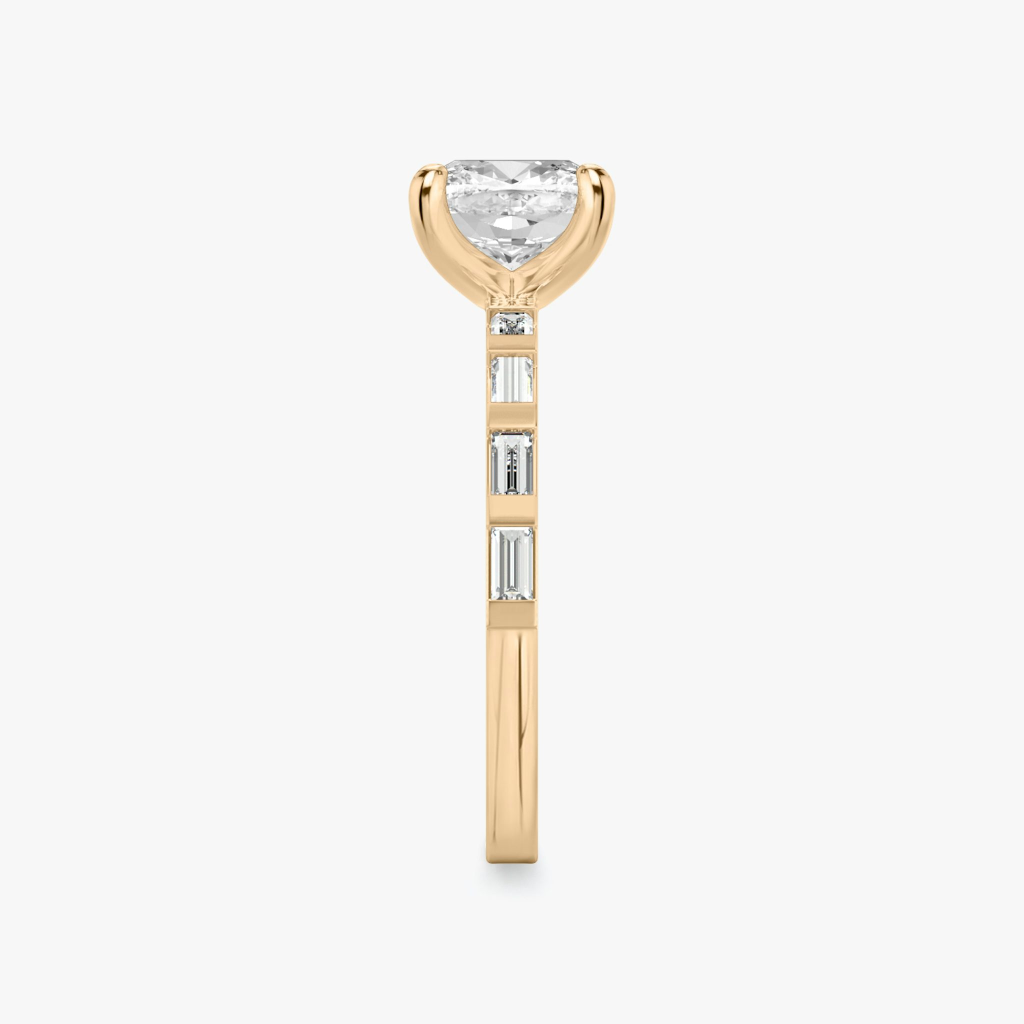 The Baguette Bar | Cushion | 14k | Rose Gold | bandAccent: Pavé | diamondOrientation: vertical | caratWeight: other