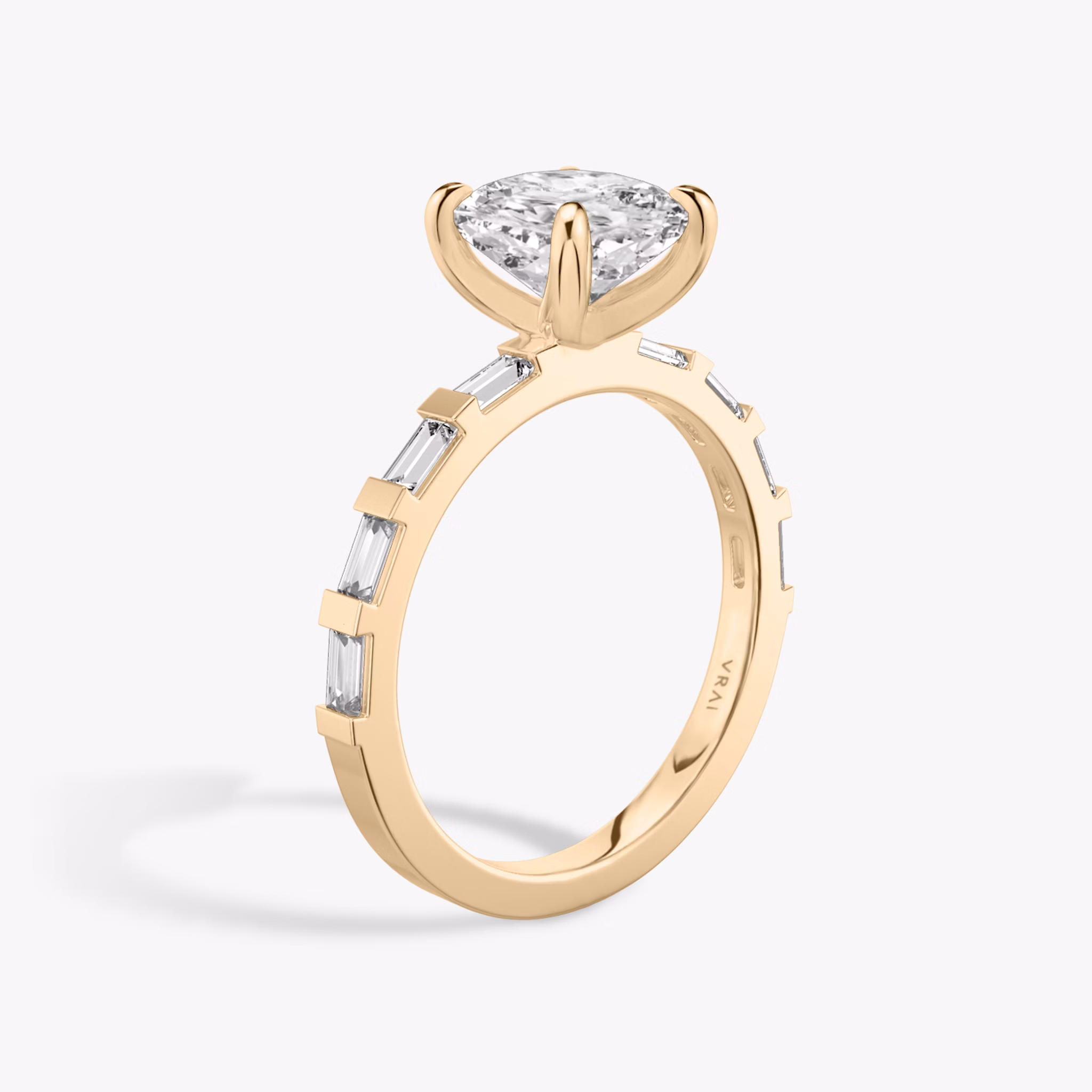 The Baguette Bar | Cushion | 14k | Rose Gold | bandAccent: Pavé | diamondOrientation: vertical | caratWeight: other