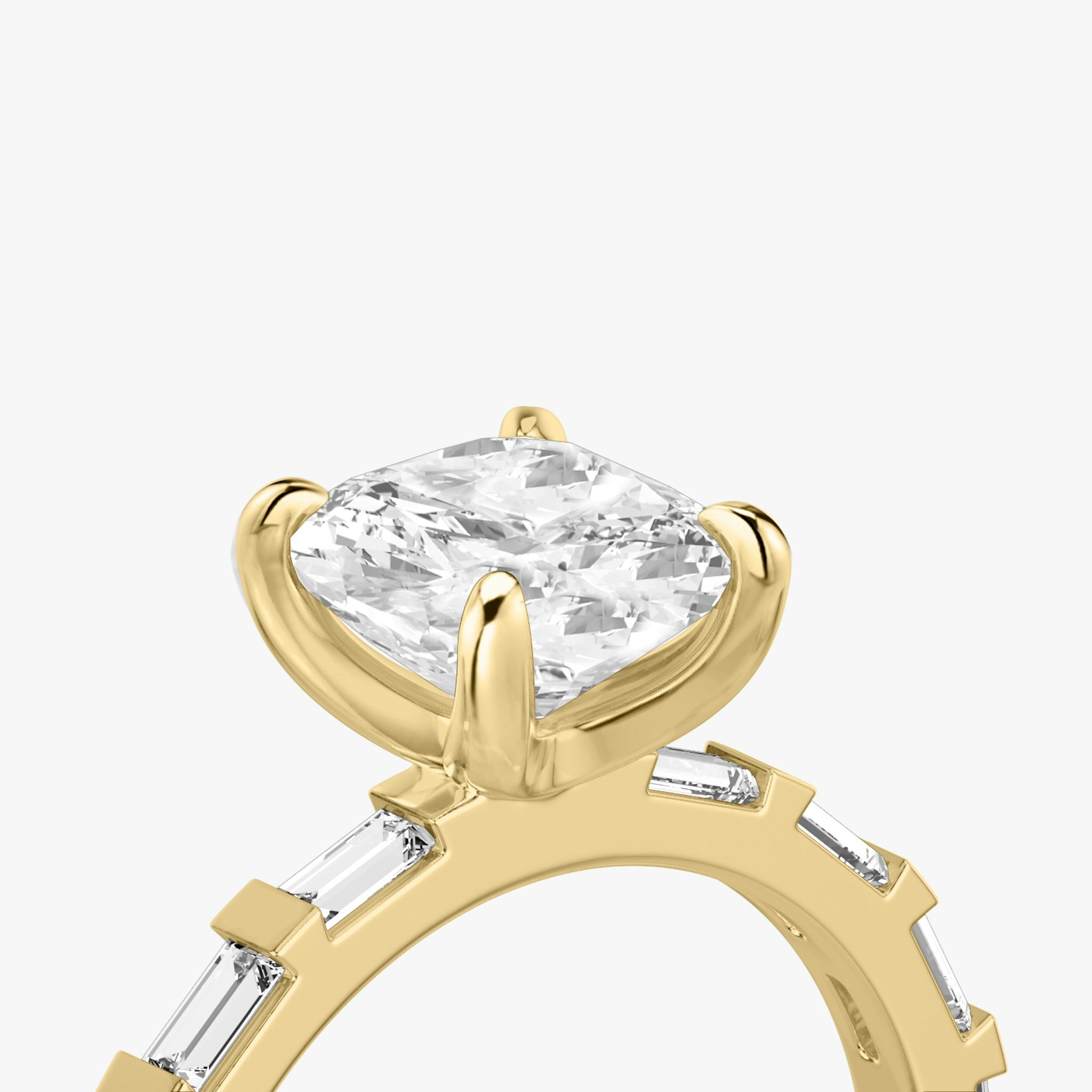 The Baguette Bar | Cushion | 18k | Yellow Gold | bandAccent: Pavé | diamondOrientation: vertical | caratWeight: other