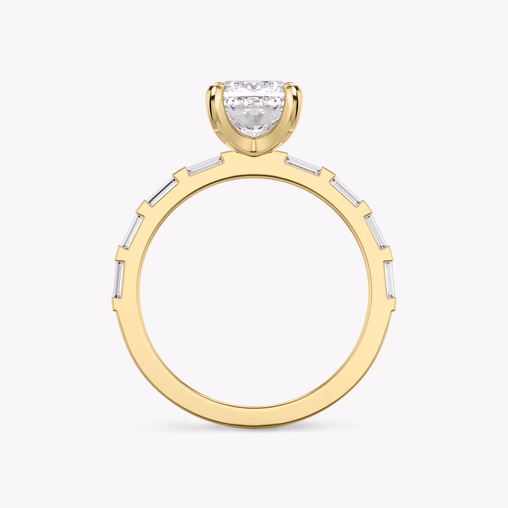 The Baguette Bar | Cushion | 18k | Yellow Gold | bandAccent: Pavé | diamondOrientation: vertical | caratWeight: other