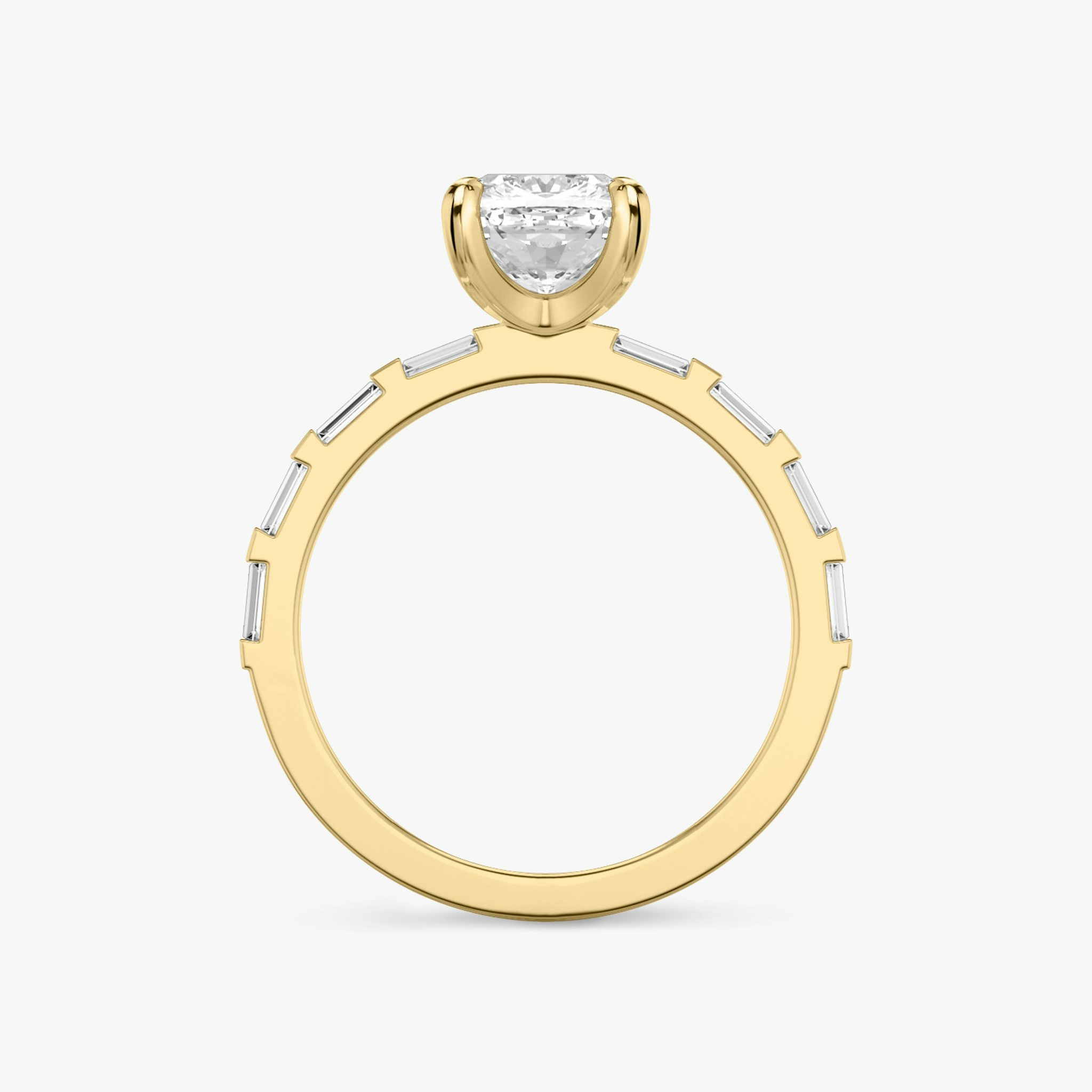 The Baguette Bar | Cushion | 18k | Yellow Gold | bandAccent: Pavé | diamondOrientation: vertical | caratWeight: other