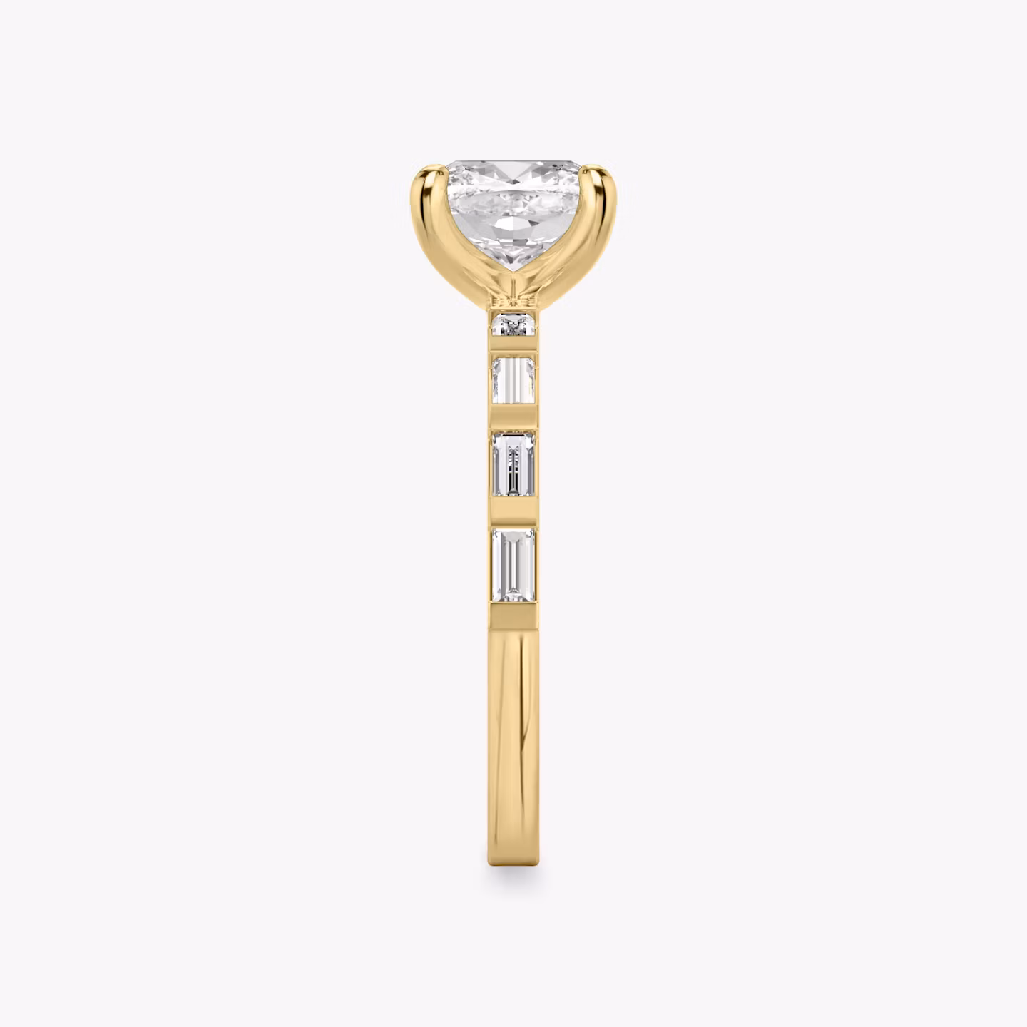 The Baguette Bar | Cushion | 18k | Yellow Gold | bandAccent: Pavé | diamondOrientation: vertical | caratWeight: other