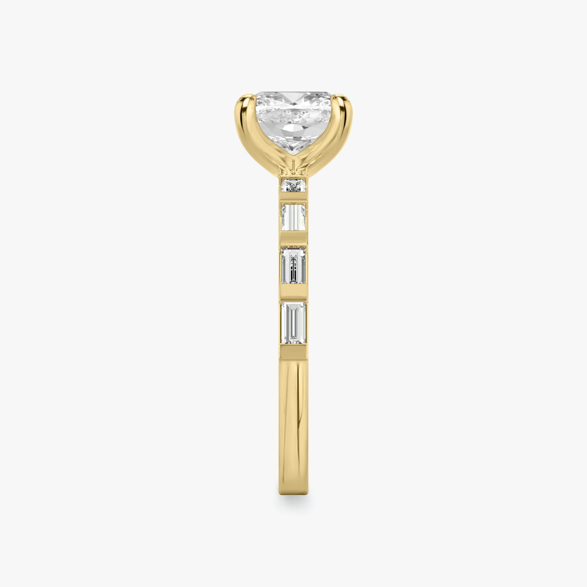 The Baguette Bar | Cushion | 18k | Yellow Gold | bandAccent: Pavé | diamondOrientation: vertical | caratWeight: other