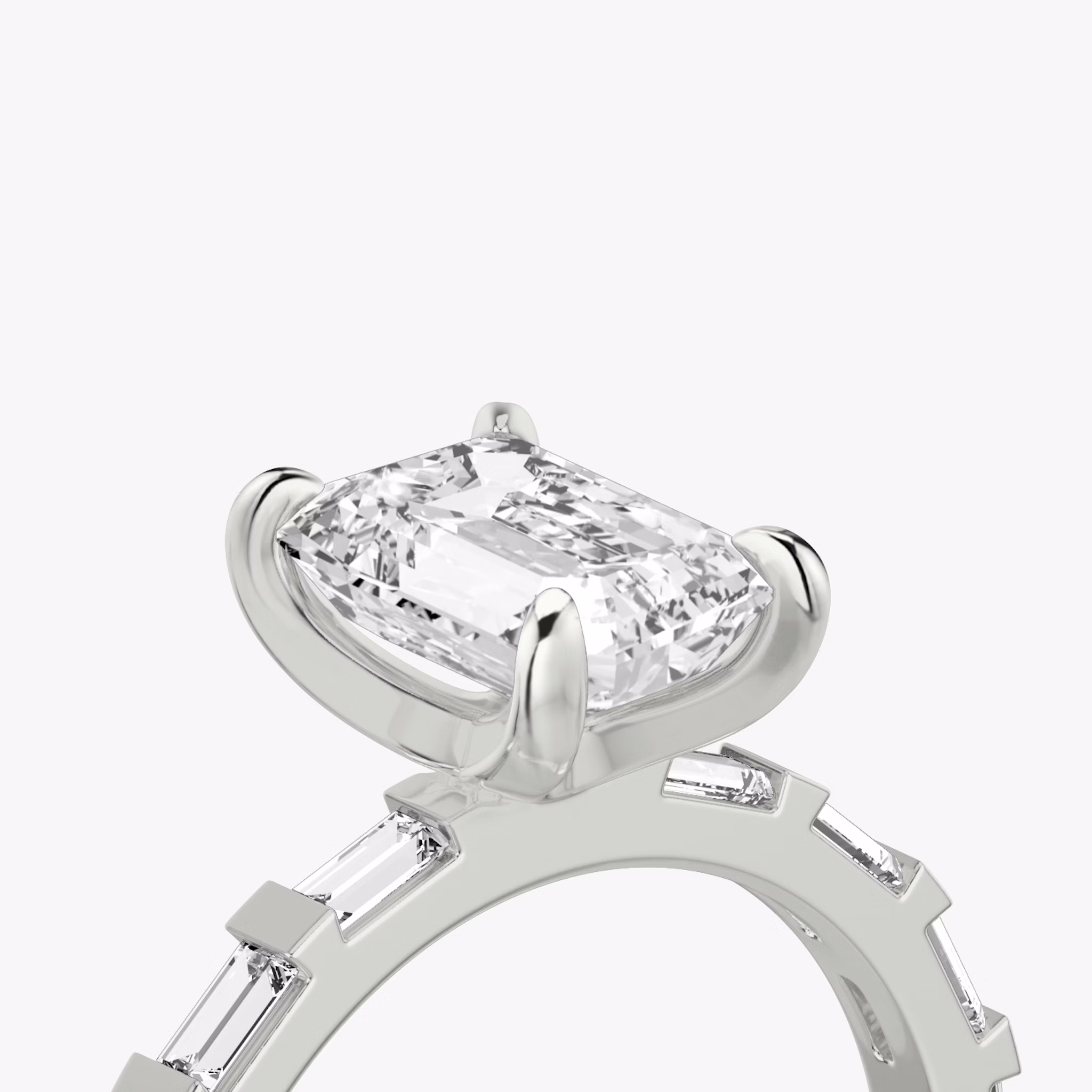 The Baguette Bar | Emerald | Platinum | bandAccent: Pavé | diamondOrientation: vertical | caratWeight: other