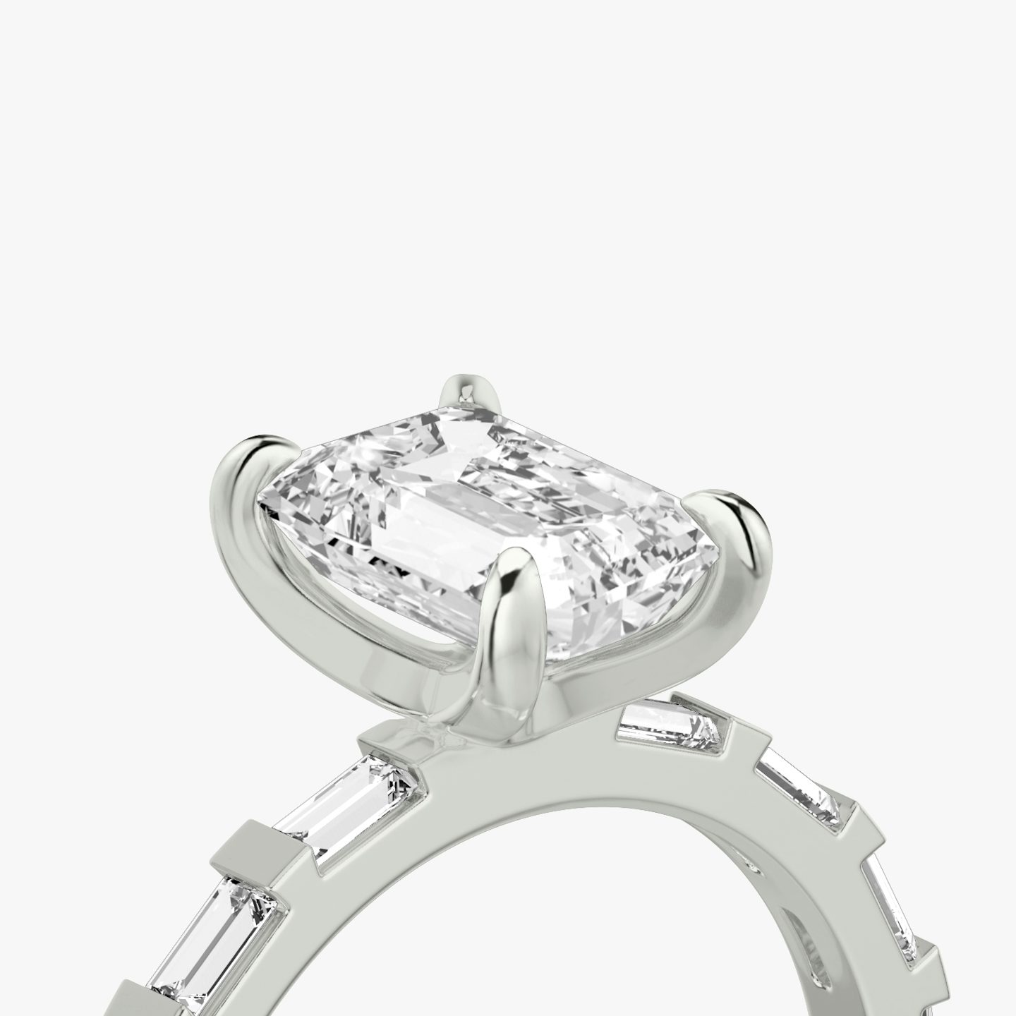 The Baguette Bar | Emerald | 18k | White Gold | bandAccent: Pavé | diamondOrientation: vertical | caratWeight: other
