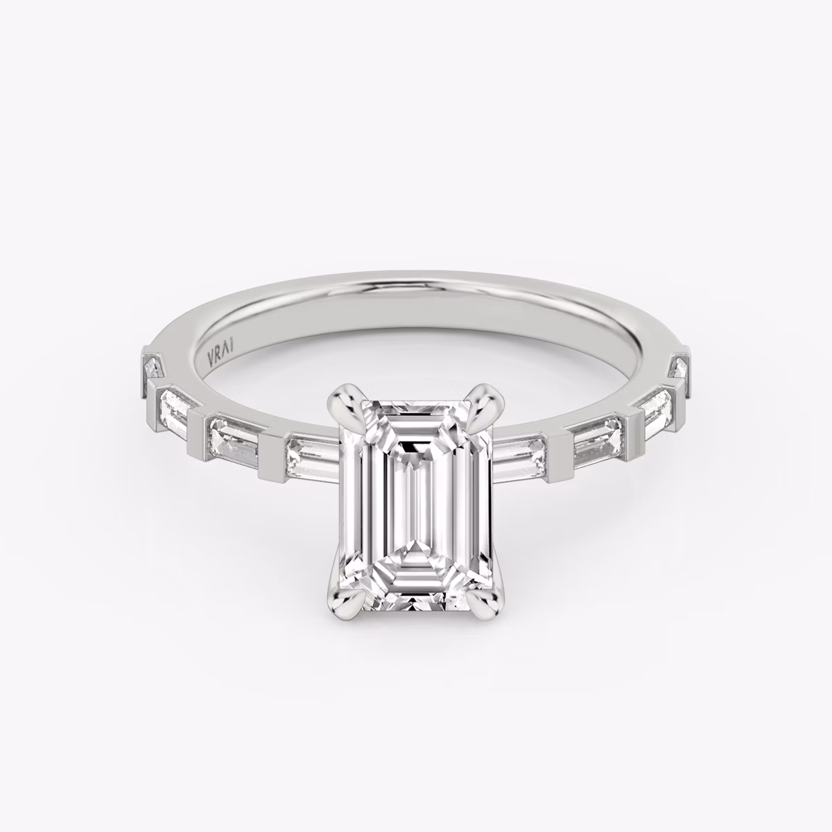 The Baguette Bar | Emerald | Platinum | bandAccent: Pavé | diamondOrientation: vertical | caratWeight: other