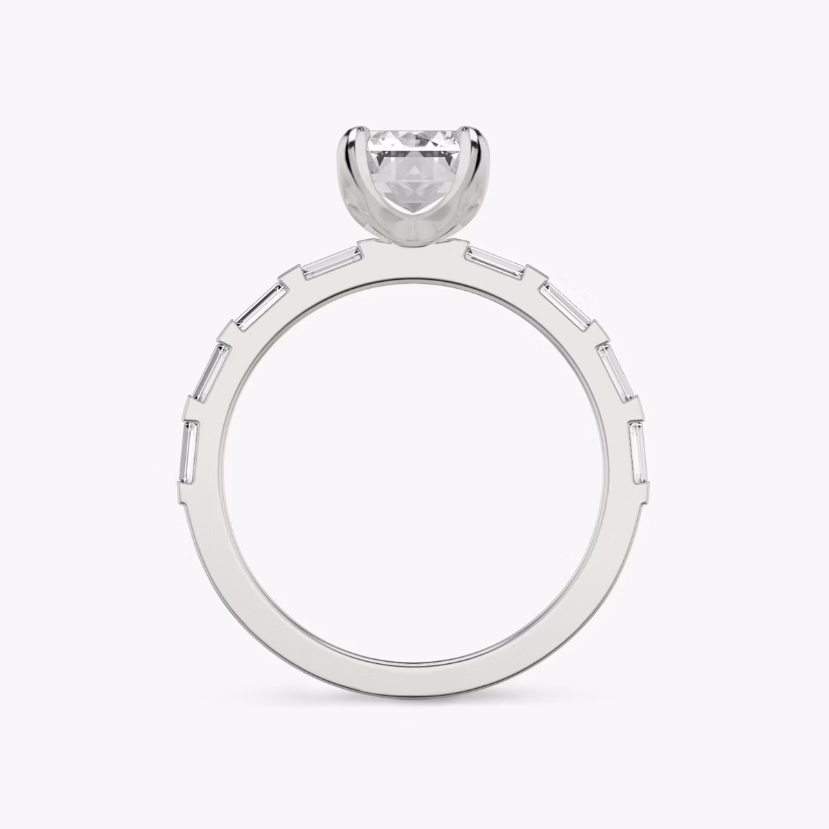The Baguette Bar | Emerald | Platinum | bandAccent: Pavé | diamondOrientation: vertical | caratWeight: other