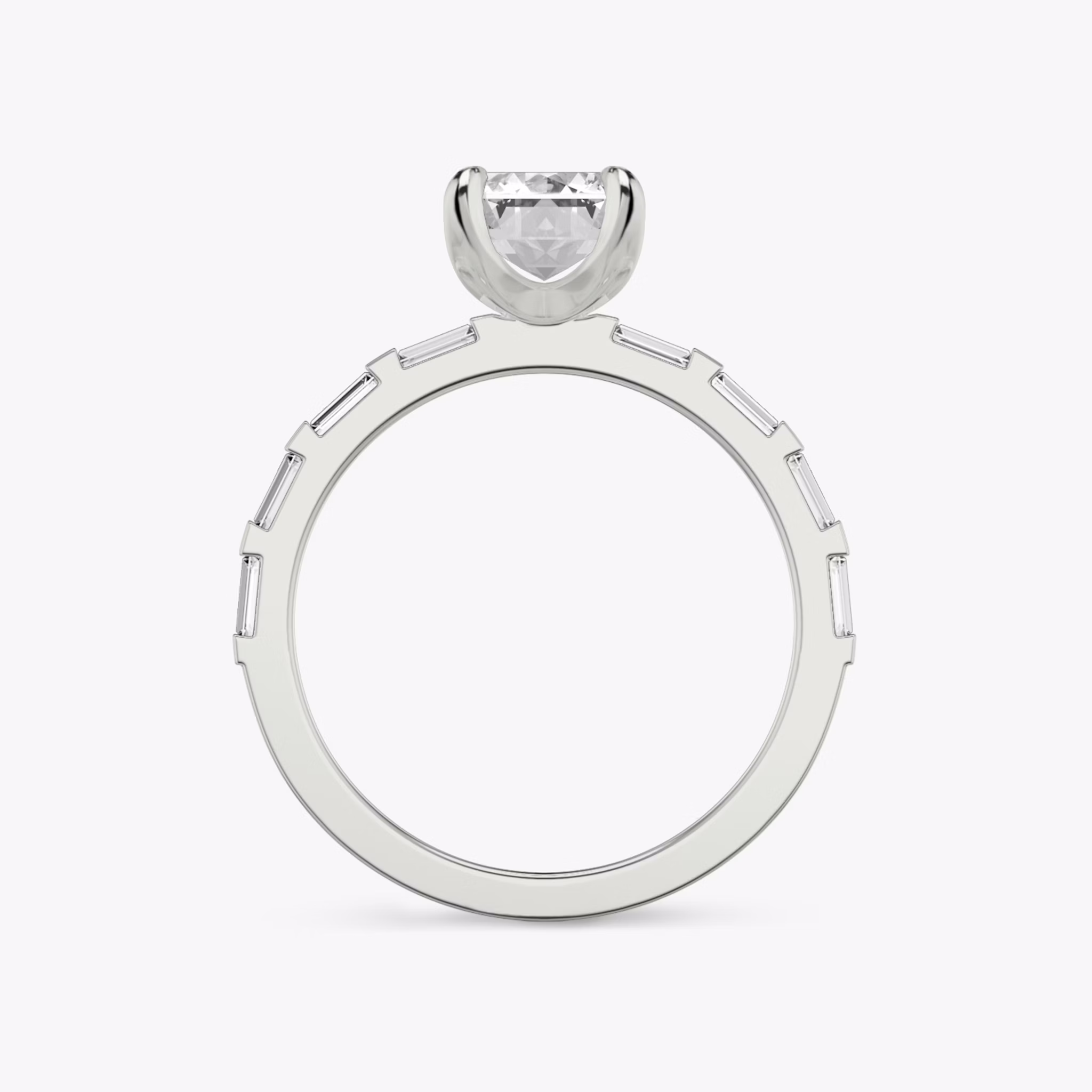The Baguette Bar | Emerald | Platinum | bandAccent: Pavé | diamondOrientation: vertical | caratWeight: other