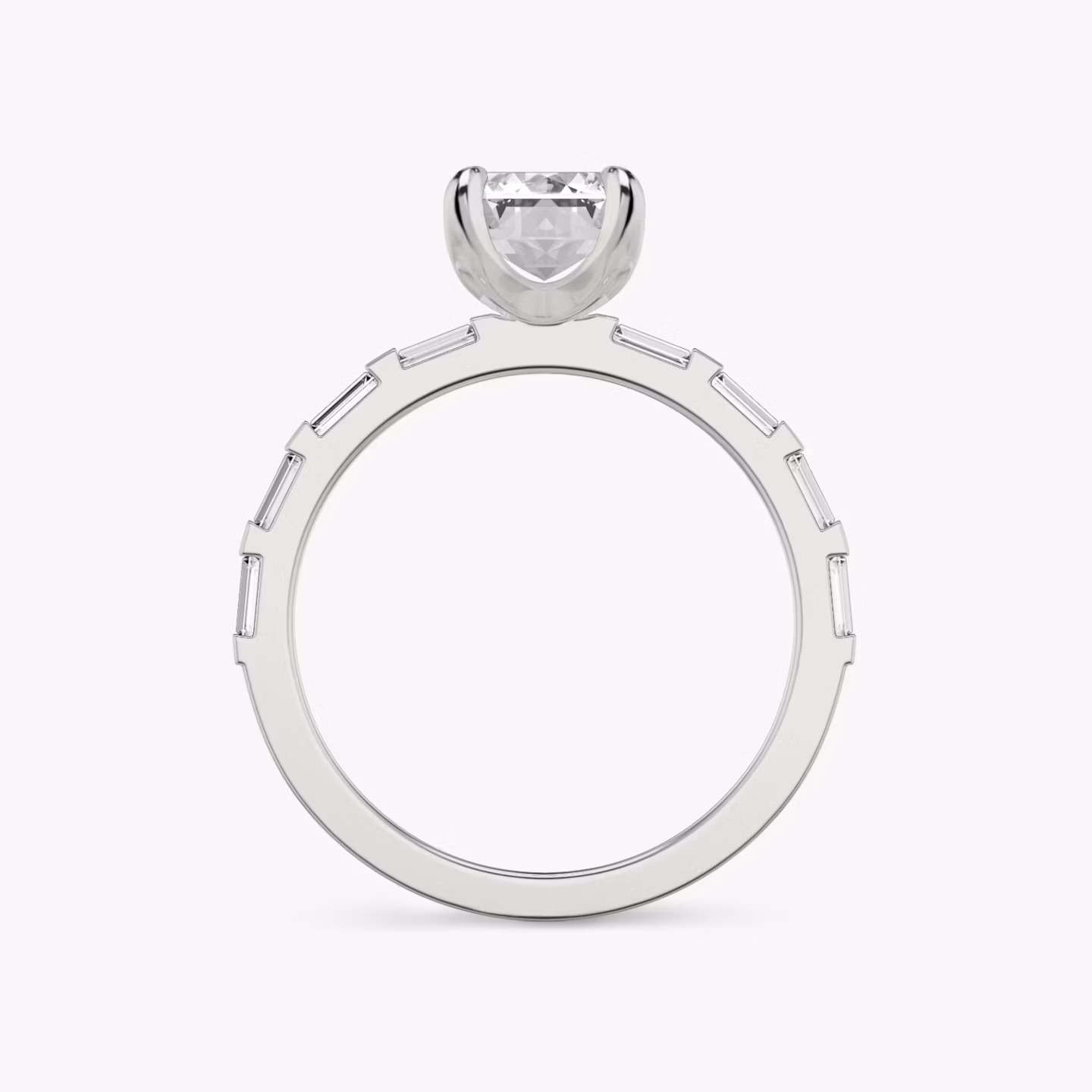 The Baguette Bar | Emerald | 18k | White Gold | bandAccent: Pavé | diamondOrientation: vertical | caratWeight: other