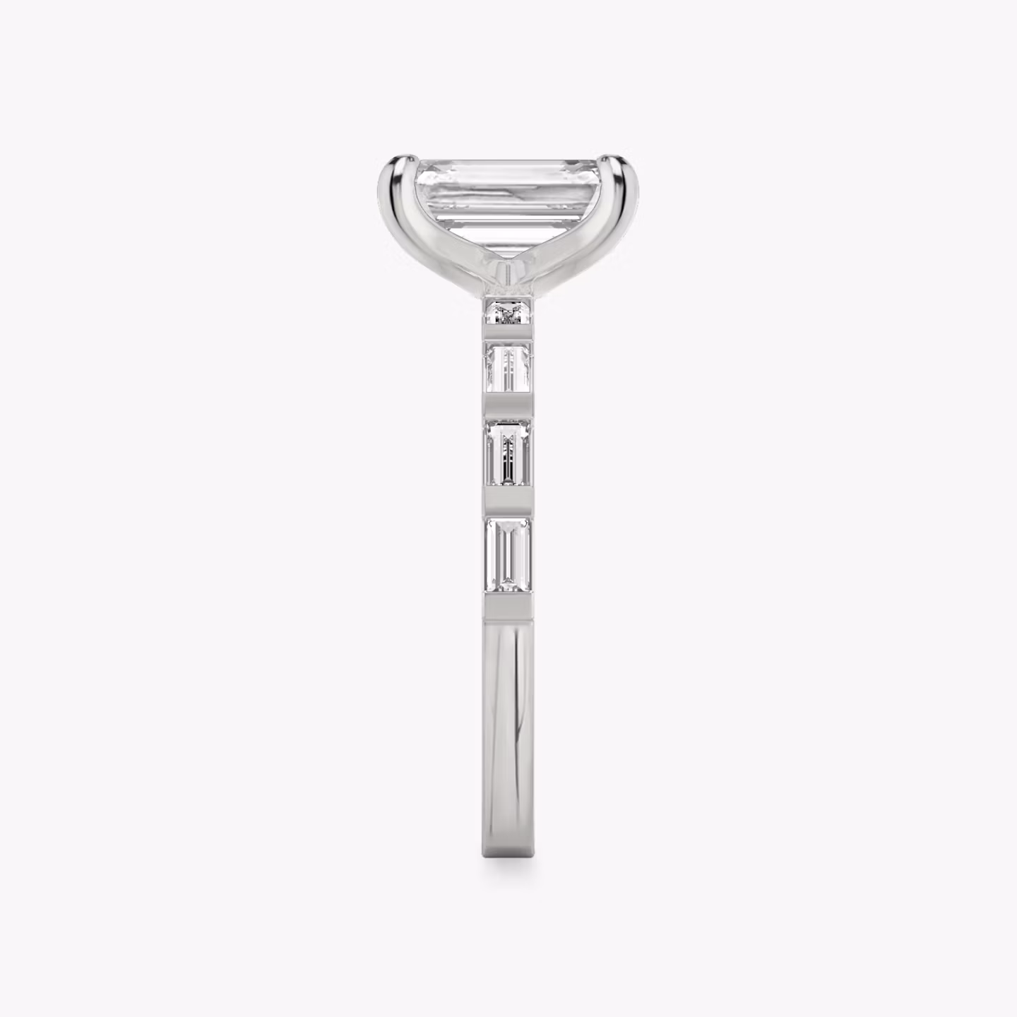 The Baguette Bar | Emerald | 18k | White Gold | bandAccent: Pavé | diamondOrientation: vertical | caratWeight: other
