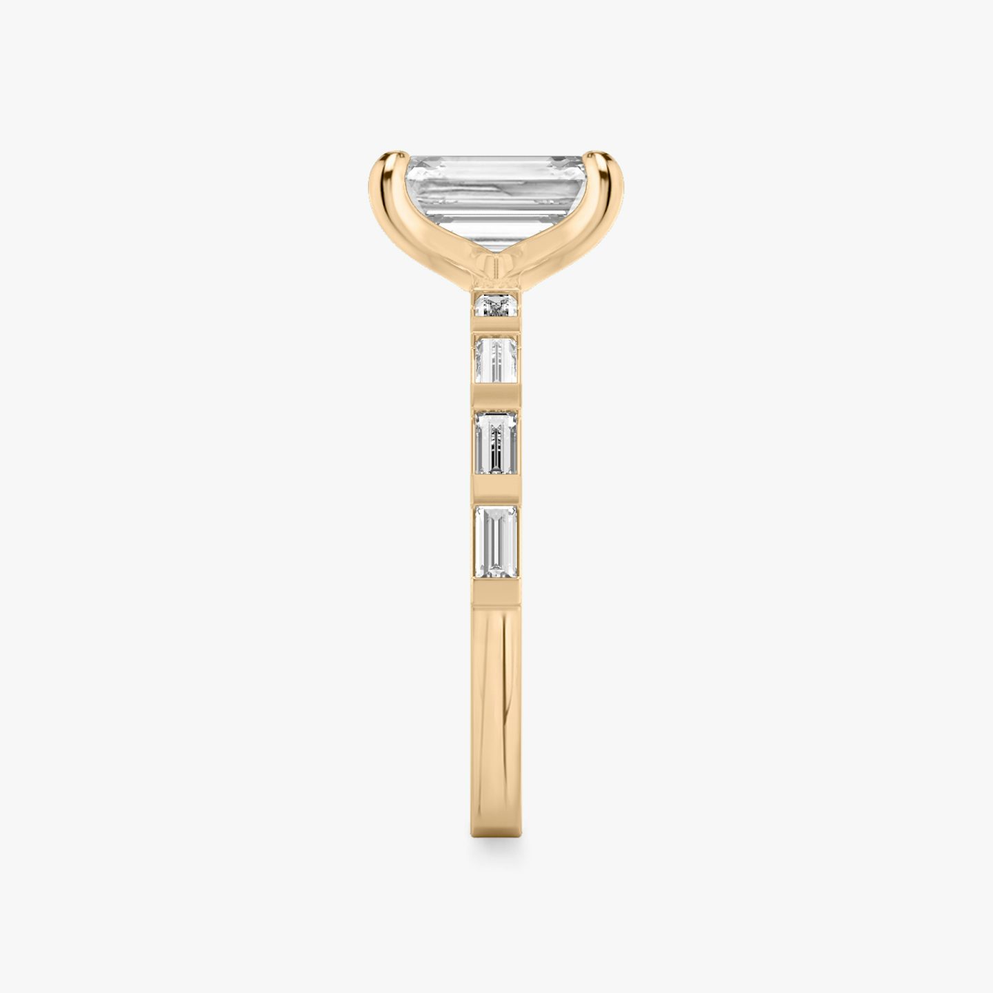 The Baguette Bar | Emerald | 14k | Rose Gold | bandAccent: Pavé | diamondOrientation: vertical | caratWeight: other