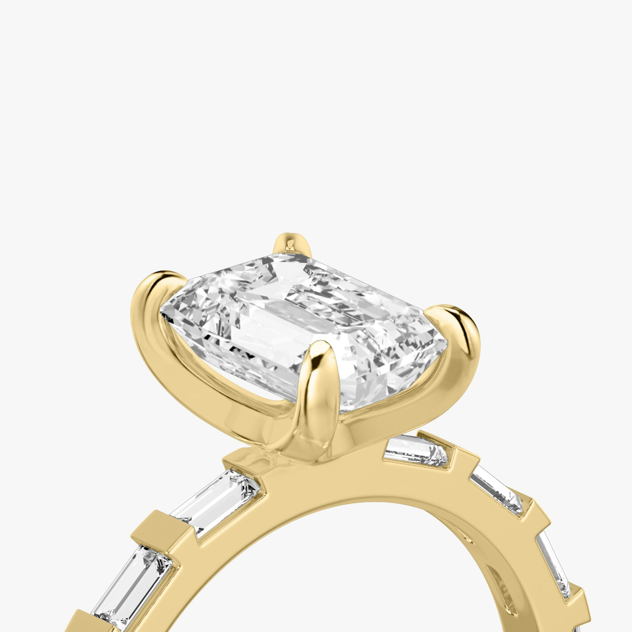 The Baguette Bar | Emerald | 18k | Yellow Gold | bandAccent: Pavé | diamondOrientation: vertical | caratWeight: other