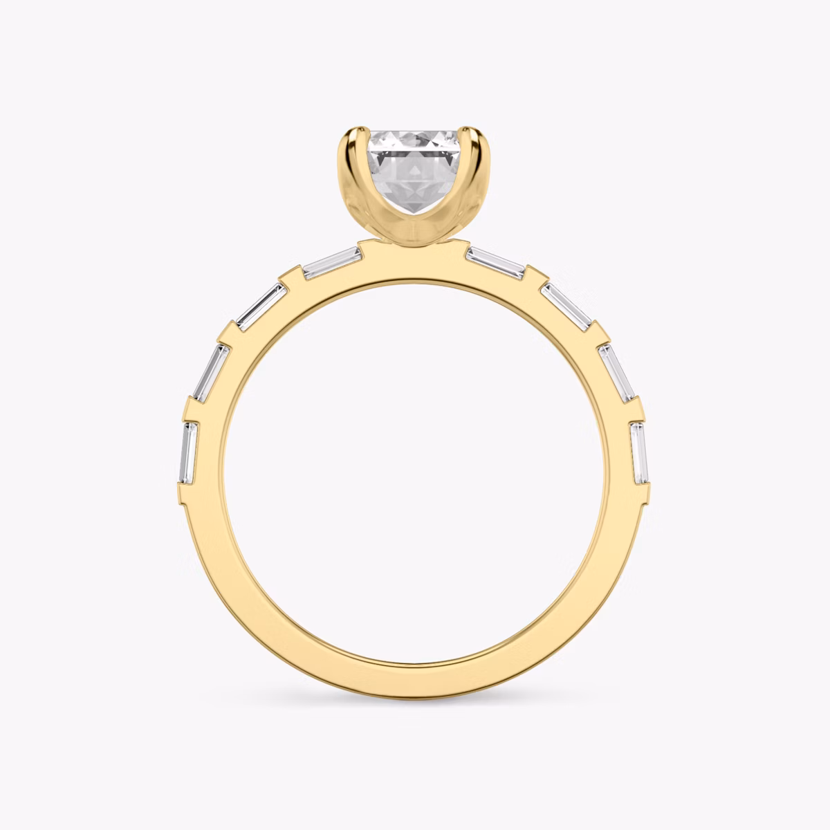 The Baguette Bar | Emerald | 18k | Yellow Gold | bandAccent: Pavé | diamondOrientation: vertical | caratWeight: other