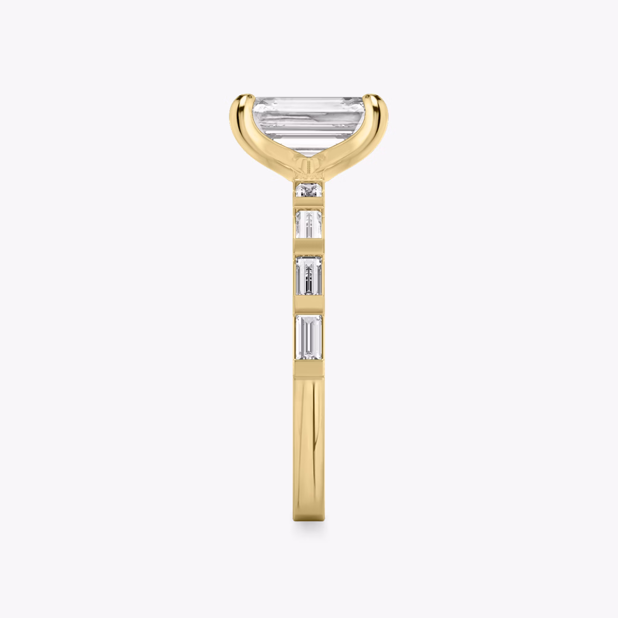 The Baguette Bar | Emerald | 18k | Yellow Gold | bandAccent: Pavé | diamondOrientation: vertical | caratWeight: other