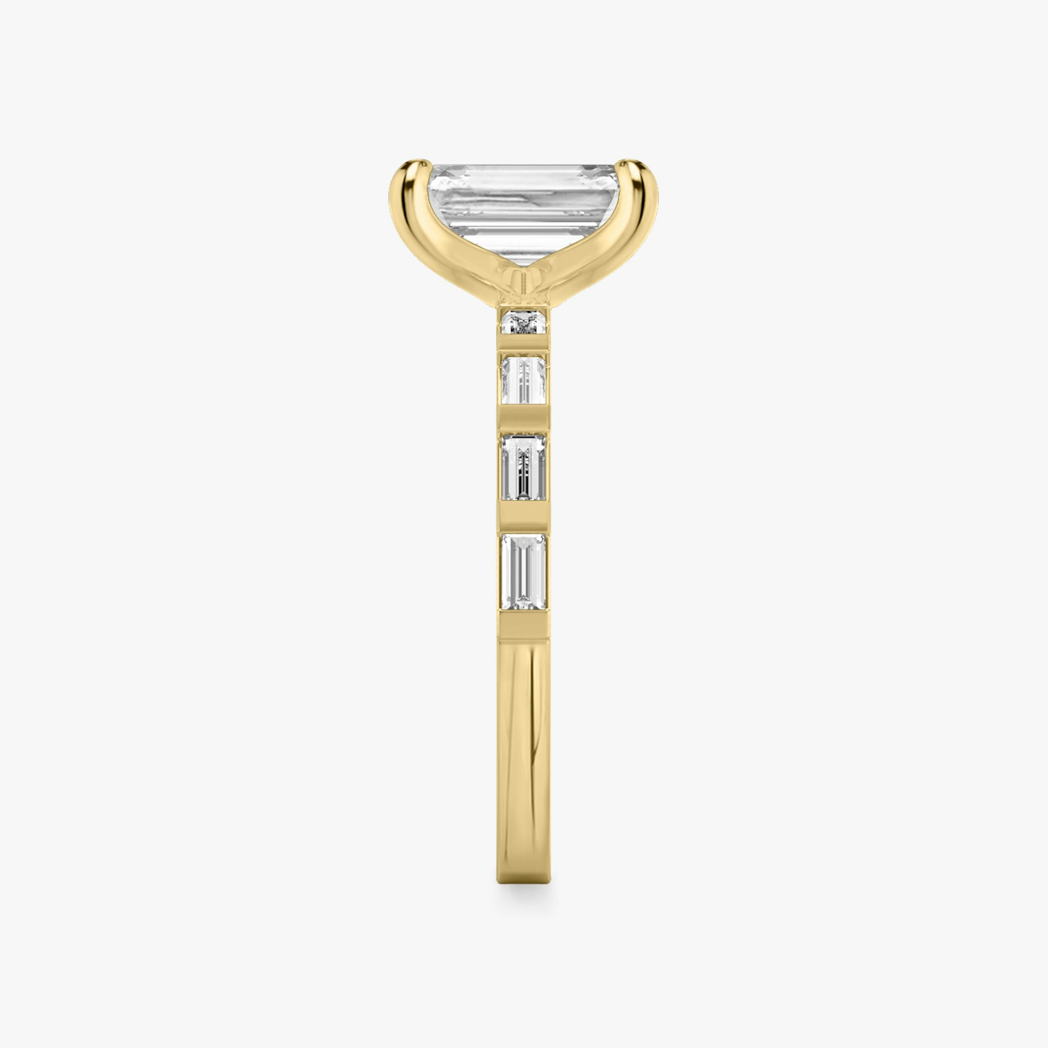 The Baguette Bar | Emerald | 18k | Yellow Gold | bandAccent: Pavé | diamondOrientation: vertical | caratWeight: other