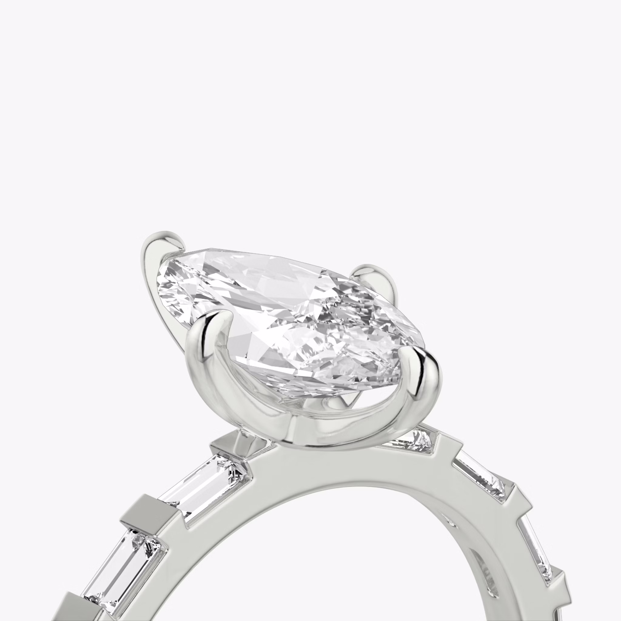 The Baguette Bar | Marquise | 18k | White Gold | bandAccent: Pavé | diamondOrientation: vertical | caratWeight: other