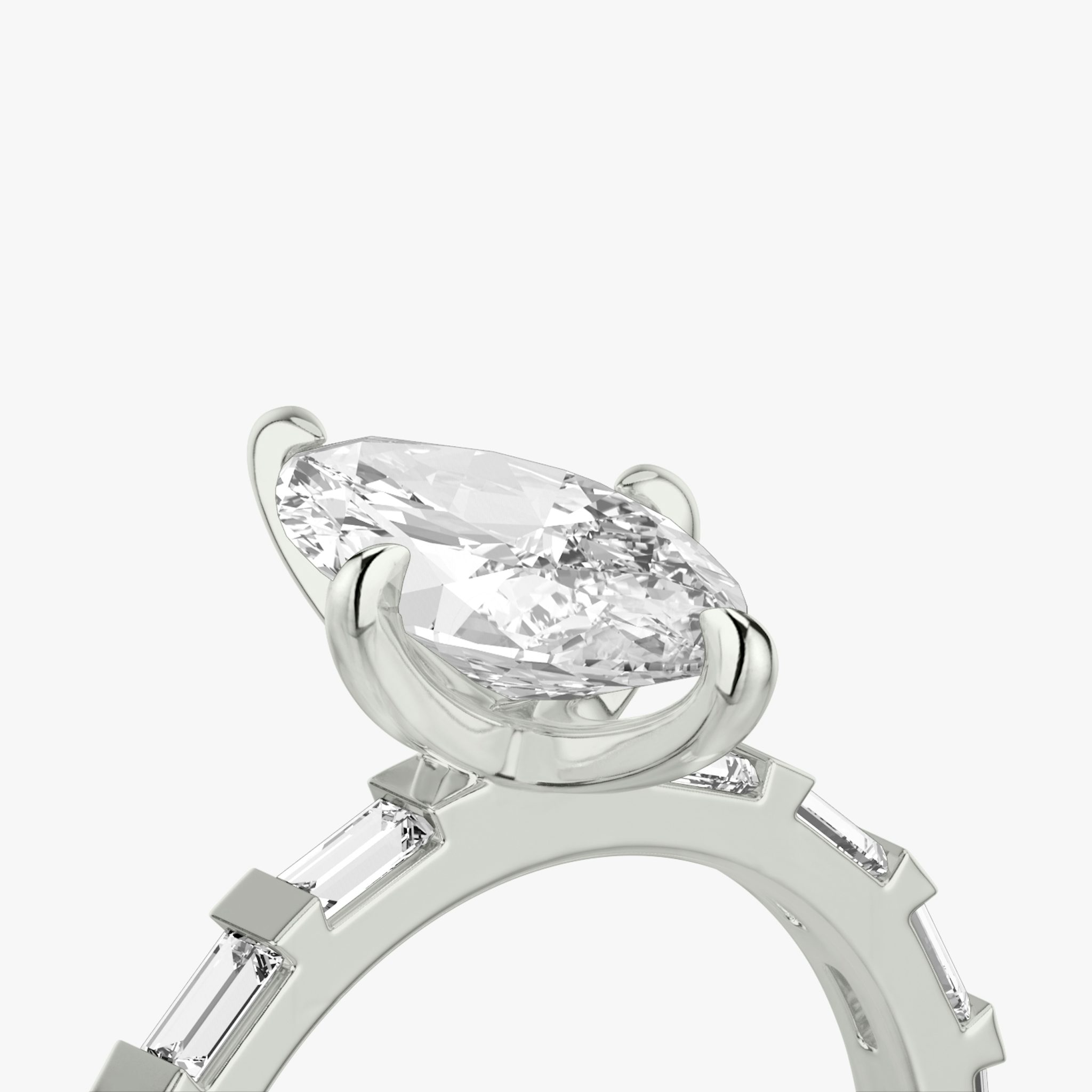 The Baguette Bar | Marquise | 18k | White Gold | bandAccent: Pavé | diamondOrientation: vertical | caratWeight: other