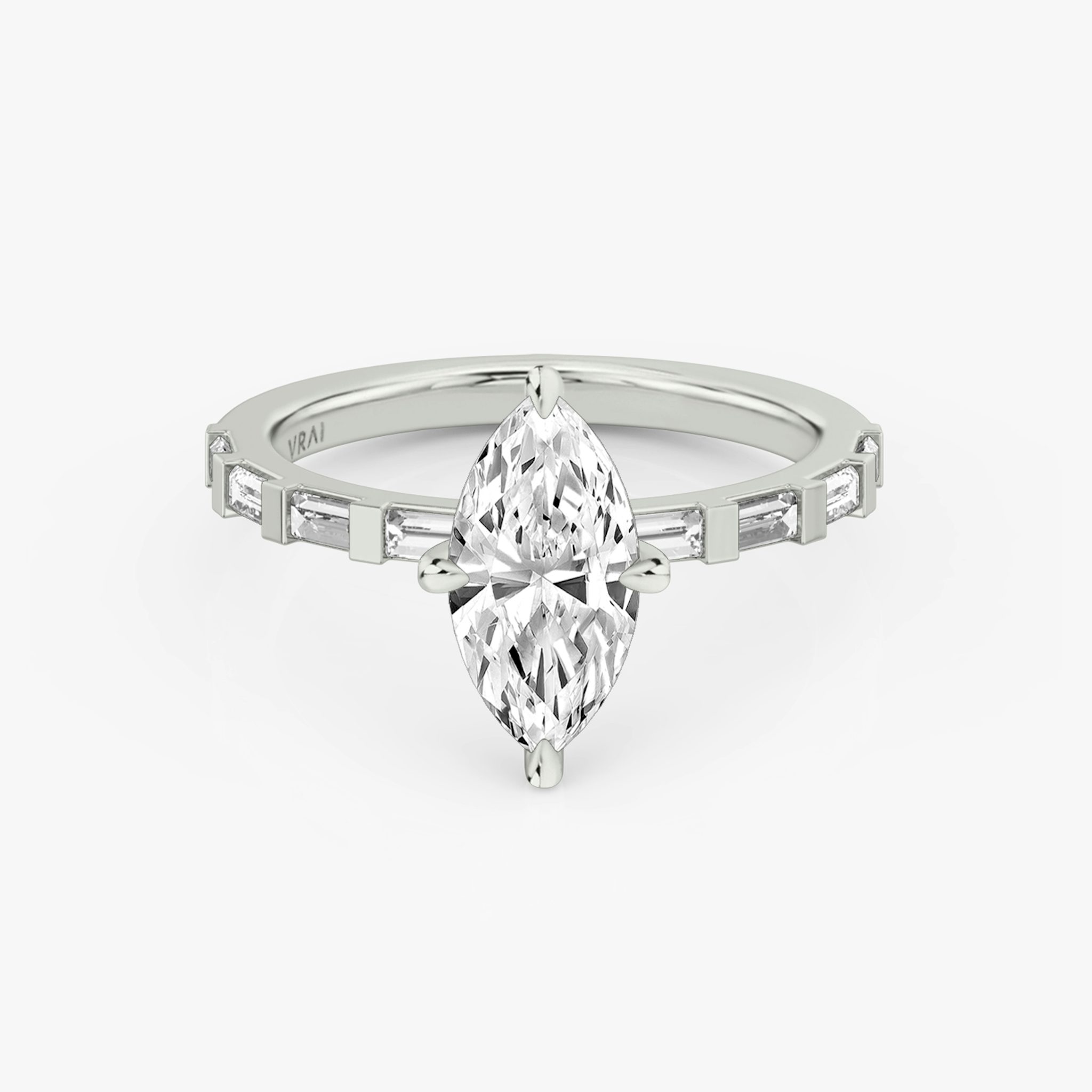 The Baguette Bar | Marquise | 18k | White Gold | bandAccent: Pavé | diamondOrientation: vertical | caratWeight: other