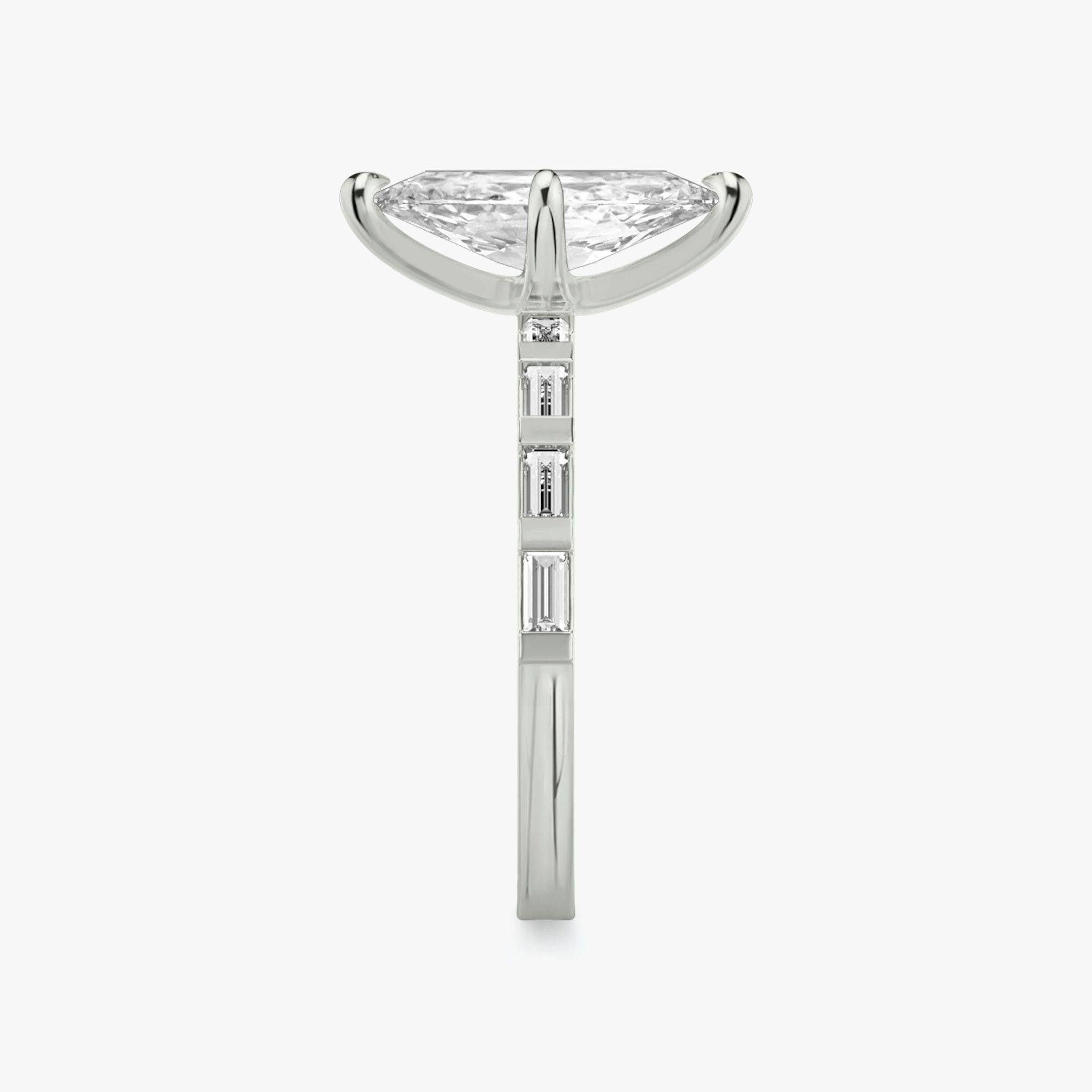 The Baguette Bar | Marquise | 18k | White Gold | bandAccent: Pavé | diamondOrientation: vertical | caratWeight: other