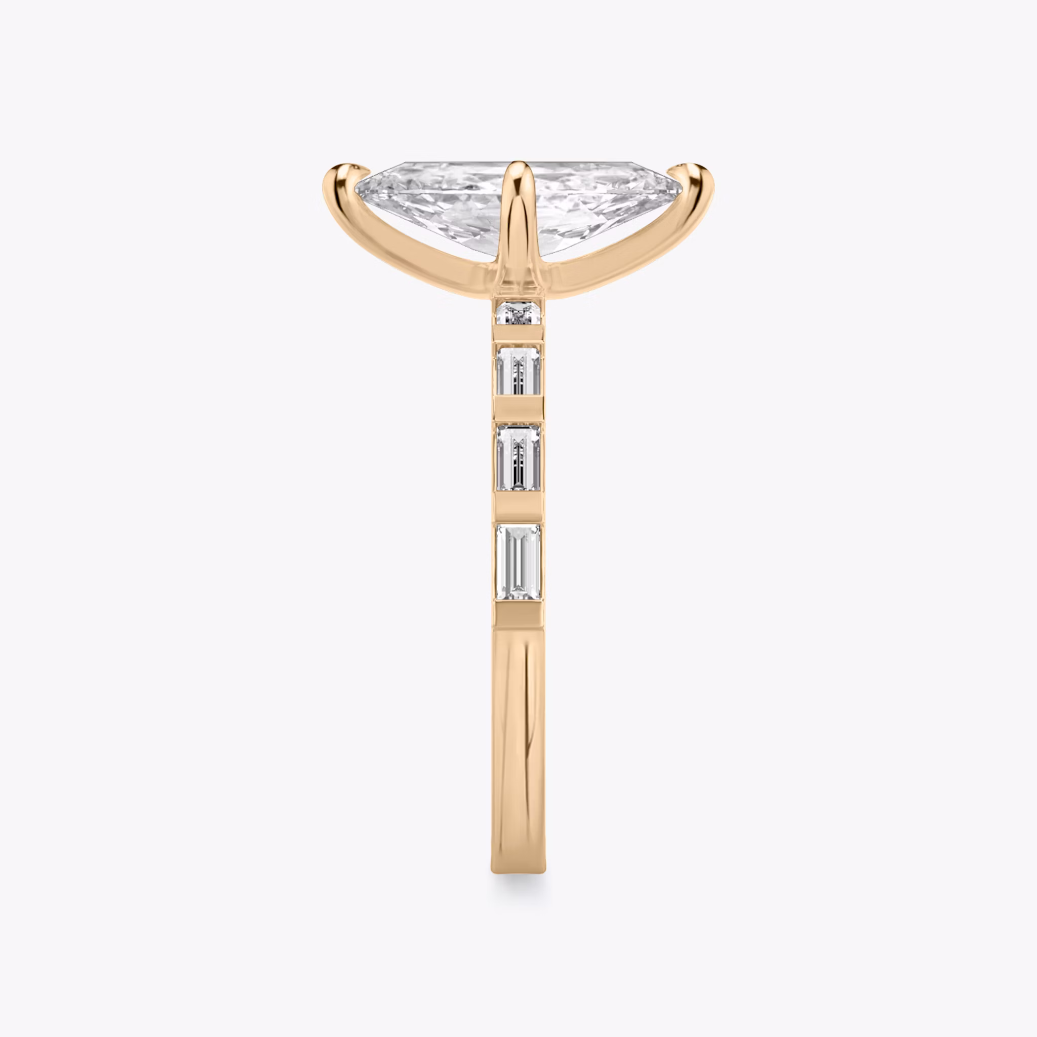 The Baguette Bar | Marquise | 14k | Rose Gold | bandAccent: Pavé | diamondOrientation: vertical | caratWeight: other