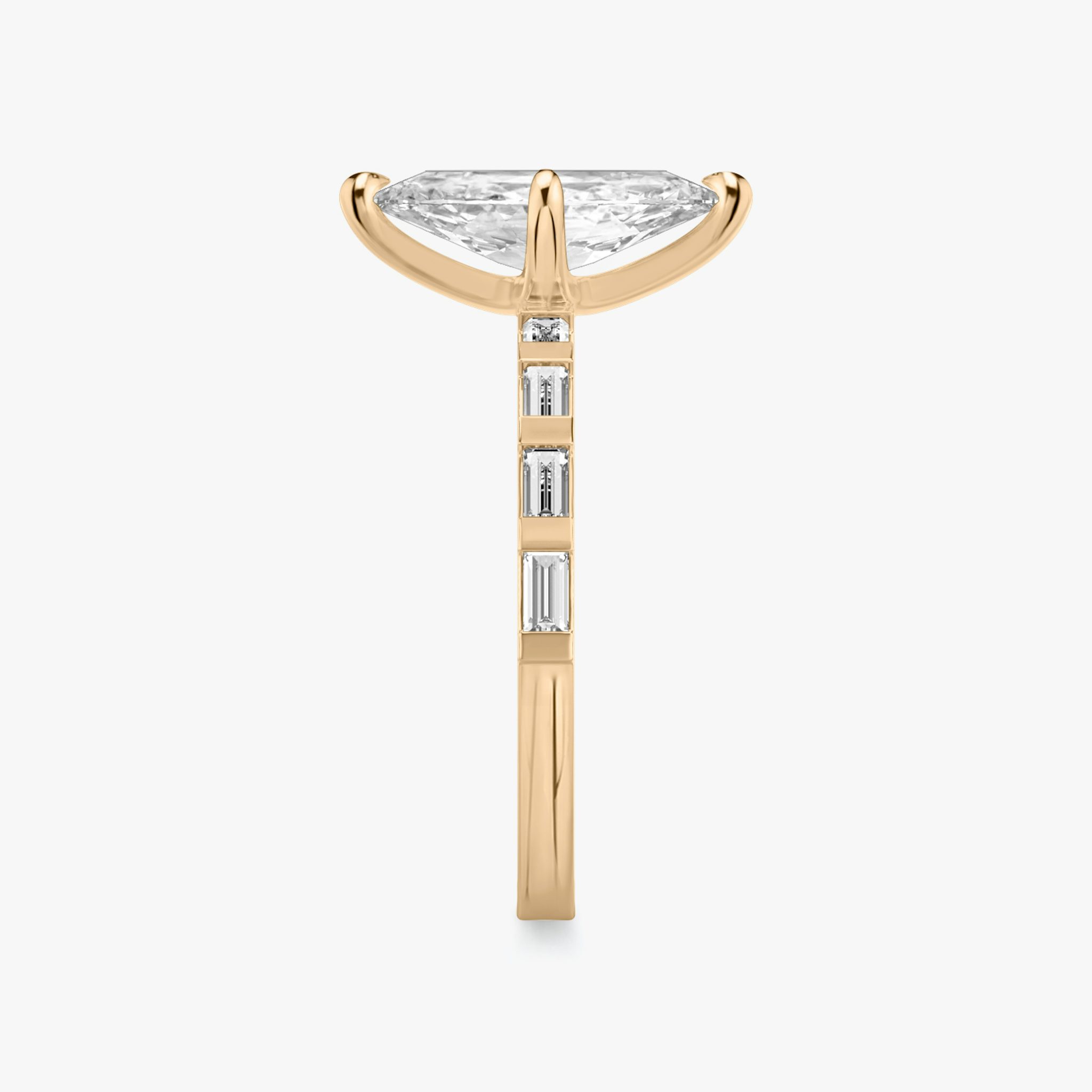 The Baguette Bar | Marquise | 14k | Rose Gold | bandAccent: Pavé | diamondOrientation: vertical | caratWeight: other