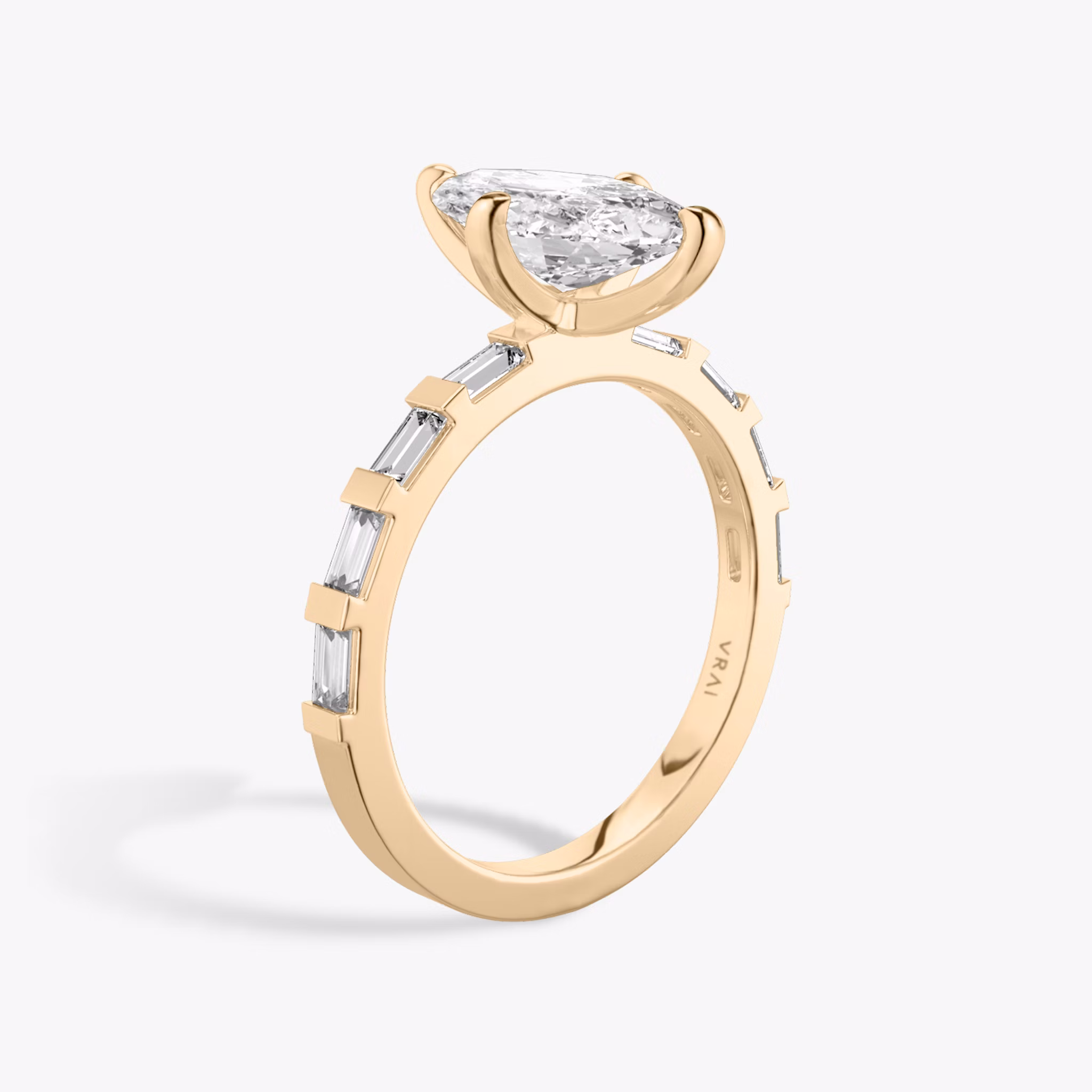 The Baguette Bar | Marquise | 14k | Rose Gold | bandAccent: Pavé | diamondOrientation: vertical | caratWeight: other